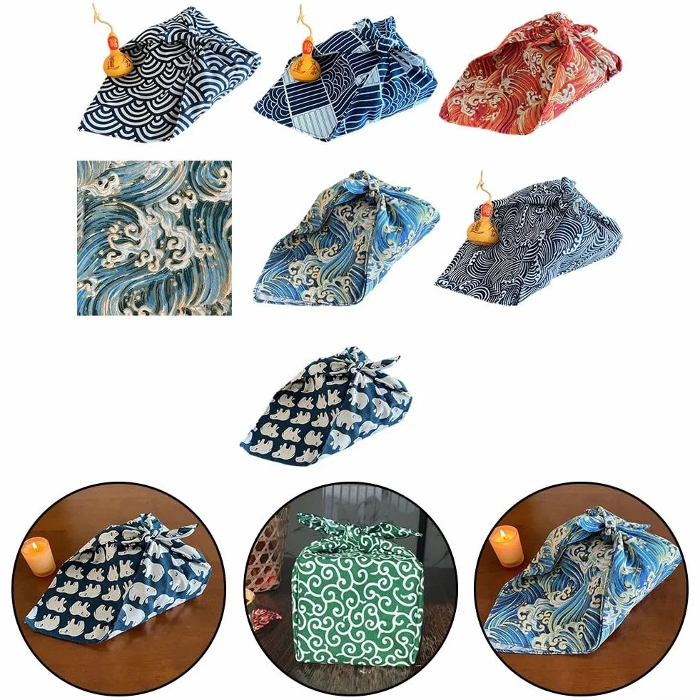 Confezione da 7 panni quadrati in cotone giapponese Furoshiki, 30 x 30 cm, tradizionali per avvolgere fai da te, trapunte, patchwork, ecologici, riutilizzabili