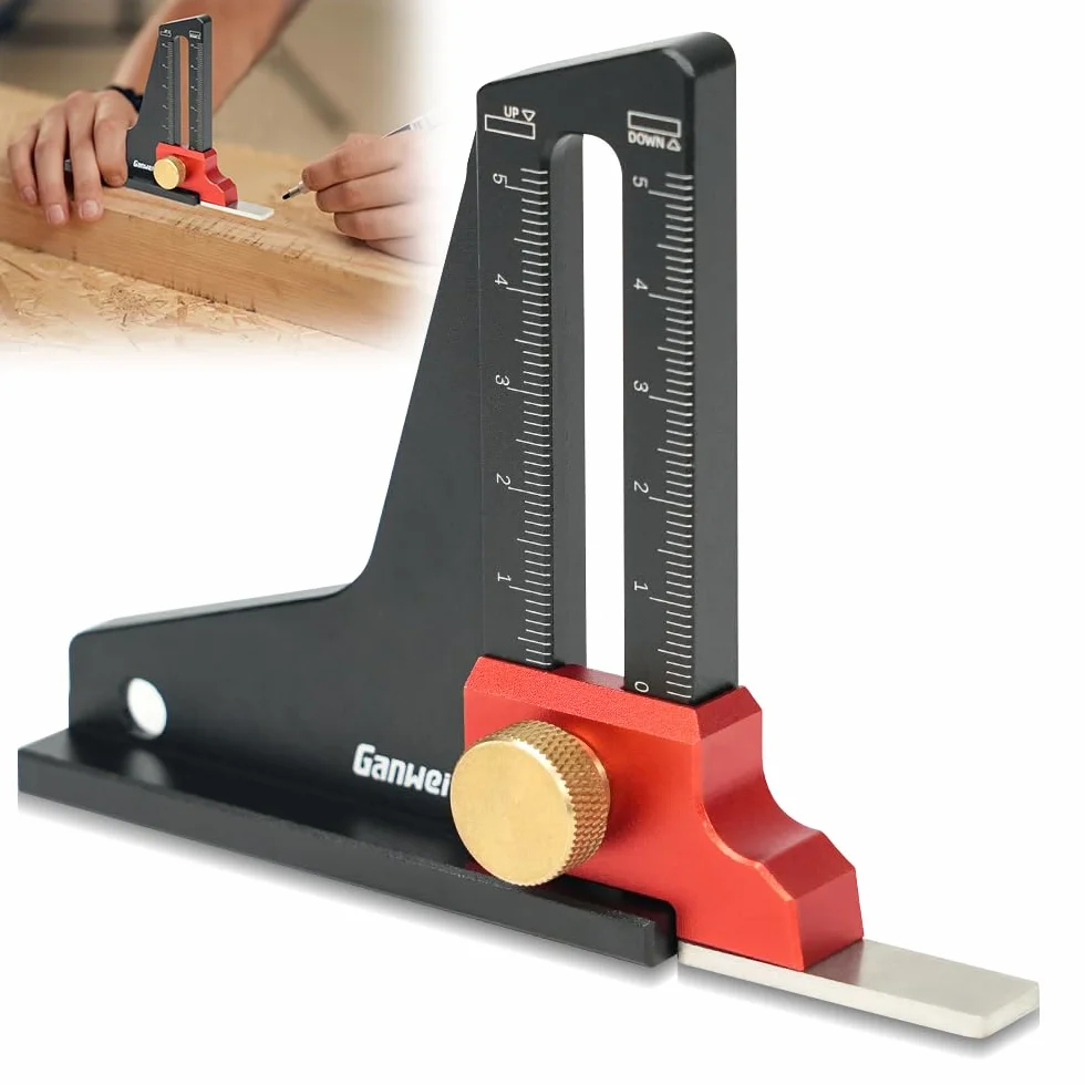 Misuratore di Altezza in Lega di Alluminio 0-50 mm Righello per Misurazione Profondità Lavorazione Legno Mitra