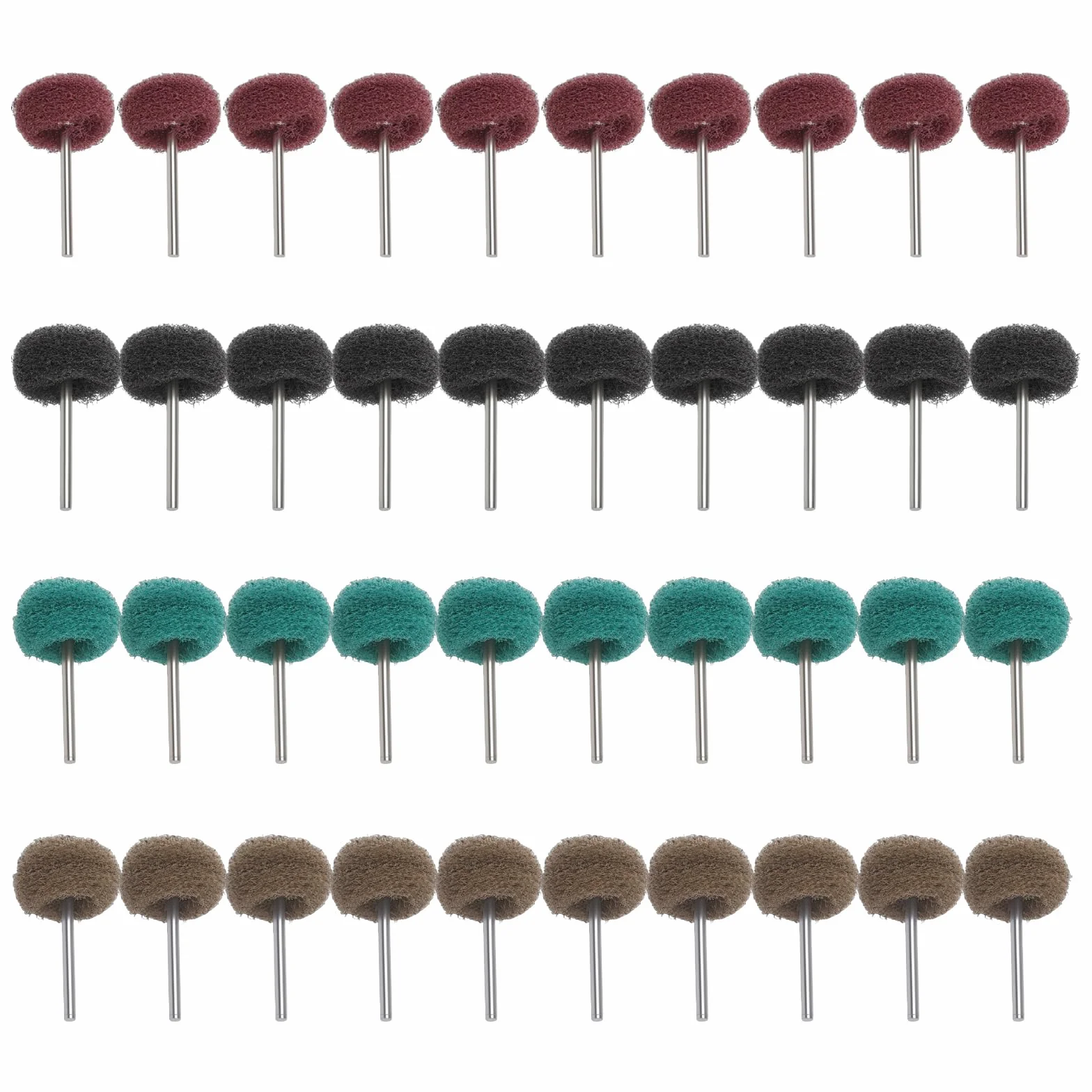 Set 40 Pezzi Dischi Abrasivi 25 mm,con Gambo 3 mm Grana 80/150/240/400 Spazzole in Fibra di Nylon per Lucidatura e Levigatura con Gambo 3mm - Accessori per Dremel e Mini Trapani Rotativi