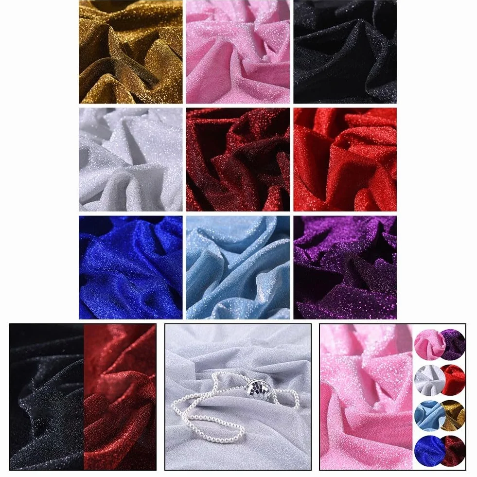 Tessuto con paillettes brillanti a forma di stella per progetti di cucito e artigianato, adatto per abiti, accessori, tende, bambole e creazioni fatte a mano (Nero)