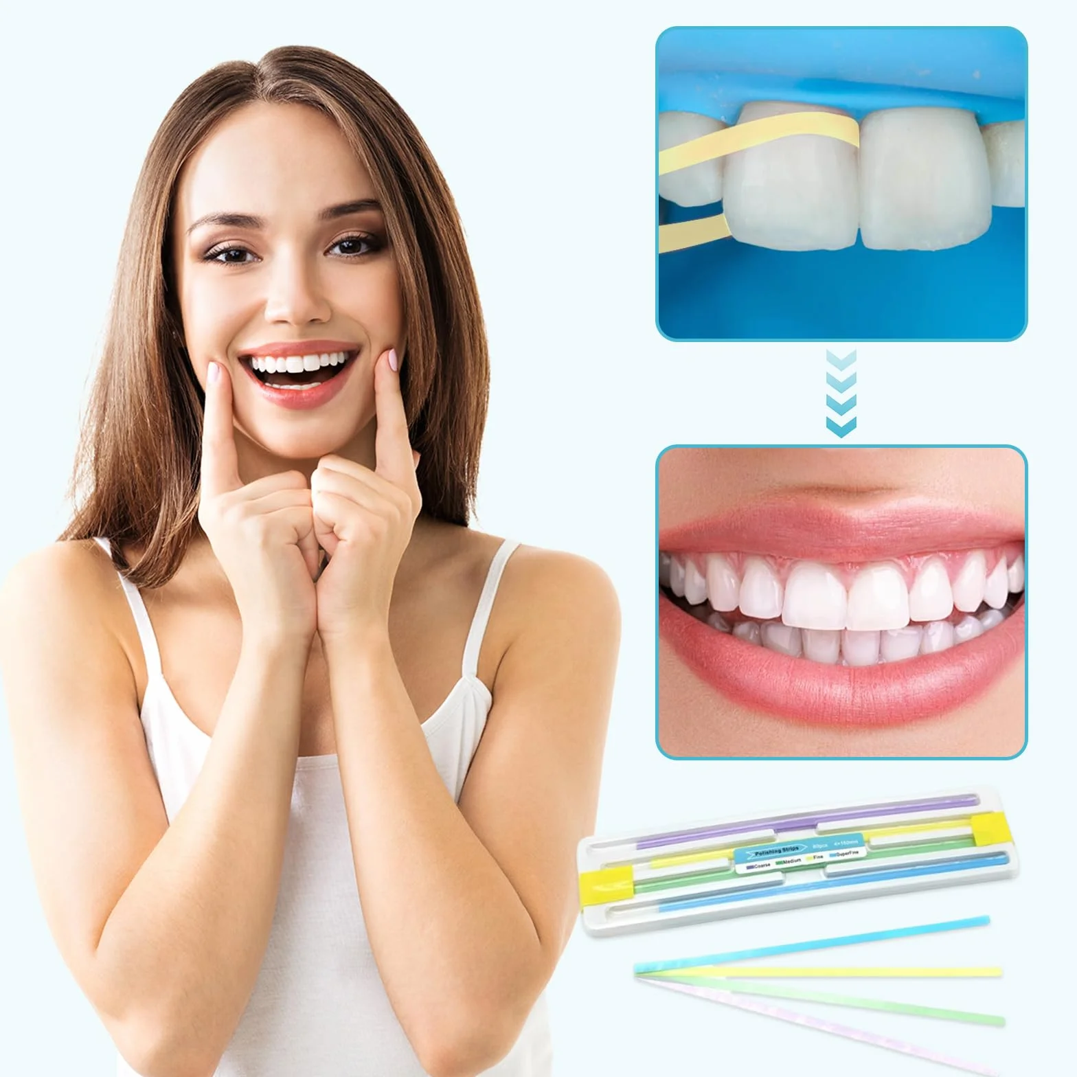 GUTERTOP 60 pezzi carta vetrata dentata per spazi intermedi, strisce abrasive dentali, kit pulizia profonda igiene orale