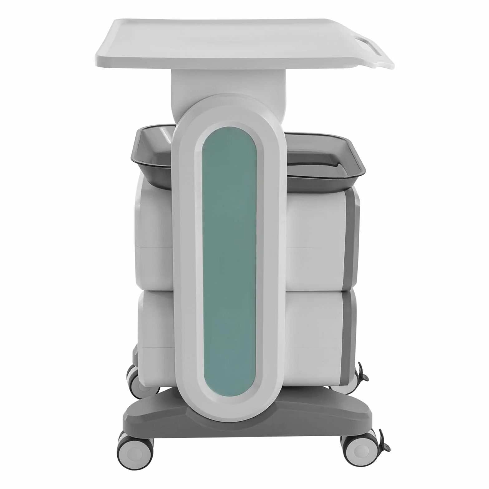 Carrello medico con 2 vassoi e cassetto, carrello da laboratorio in ABS di alta qualità, con 4 ruote universali, fino a 60 kg, bianco