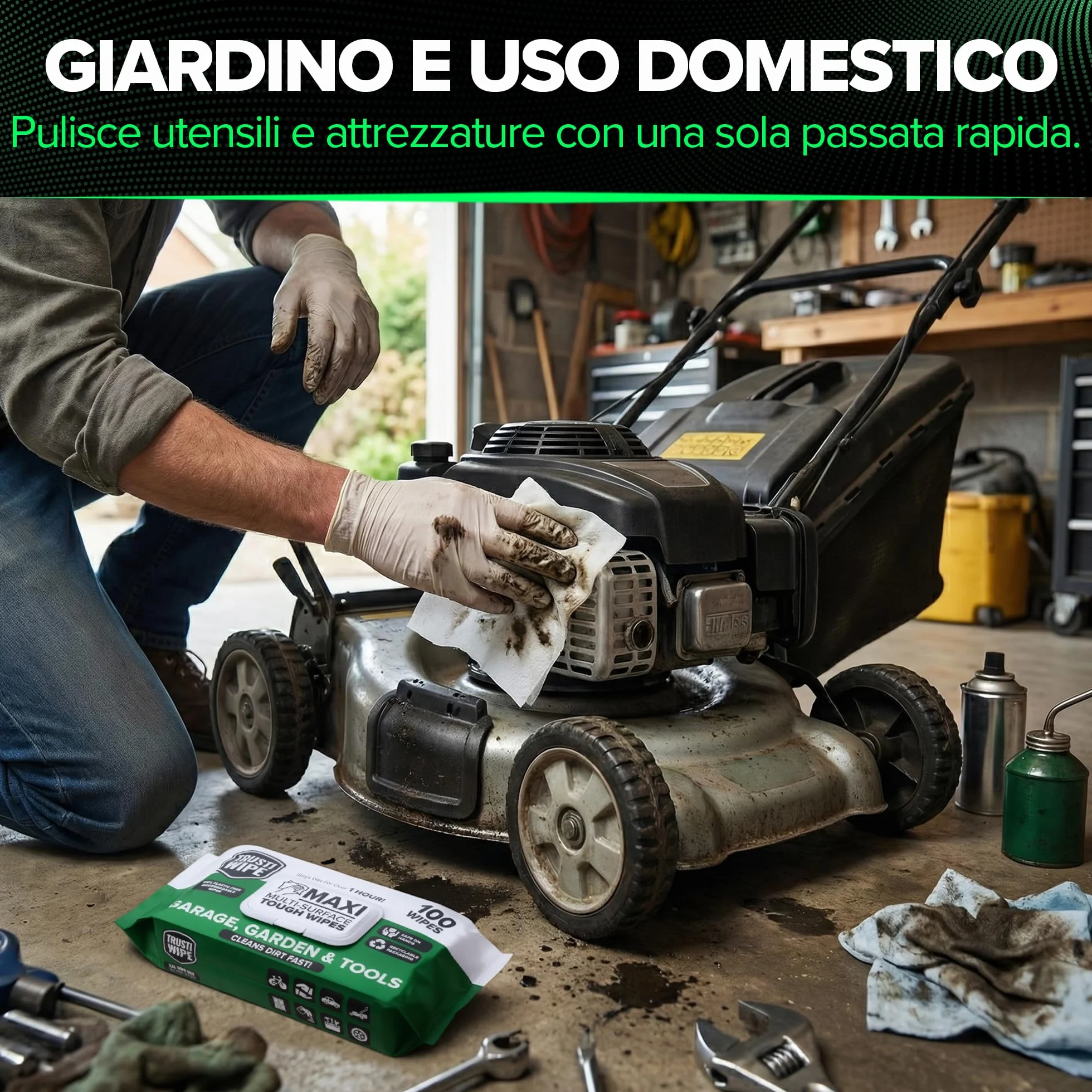 Salviette per la pulizia multisuperficie extra large 30x25 cm biodegradabili per garage officina auto