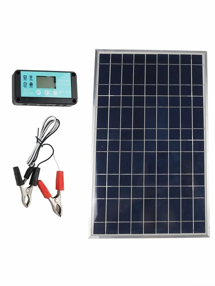 Kit pannello solare da 100W con telaio in alluminio e scatola di giunzione IP67, include controller per ricarica efficiente a 12V/24V in camper, barche, campeggi