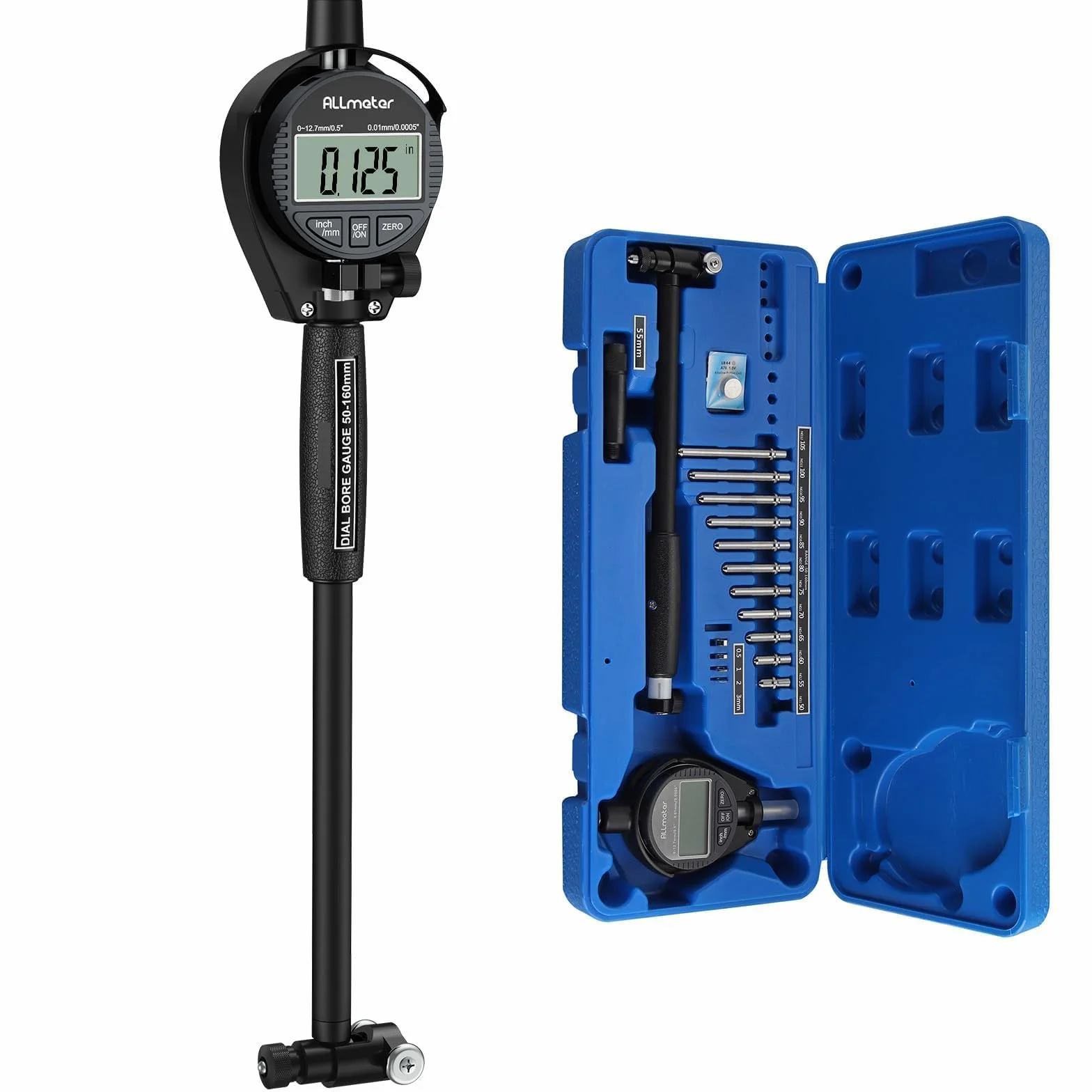 Comparatore Elettronico 50-160 mm 0,01 mm Indicatore Diametro Interno Lega Alluminio Calibro Cilindri 12 Sonde