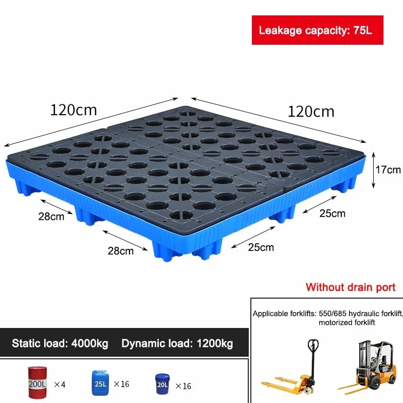 Pallet di contenimento industriale per fusti di olio 120 x 120 x 17 cm 2 confezioni