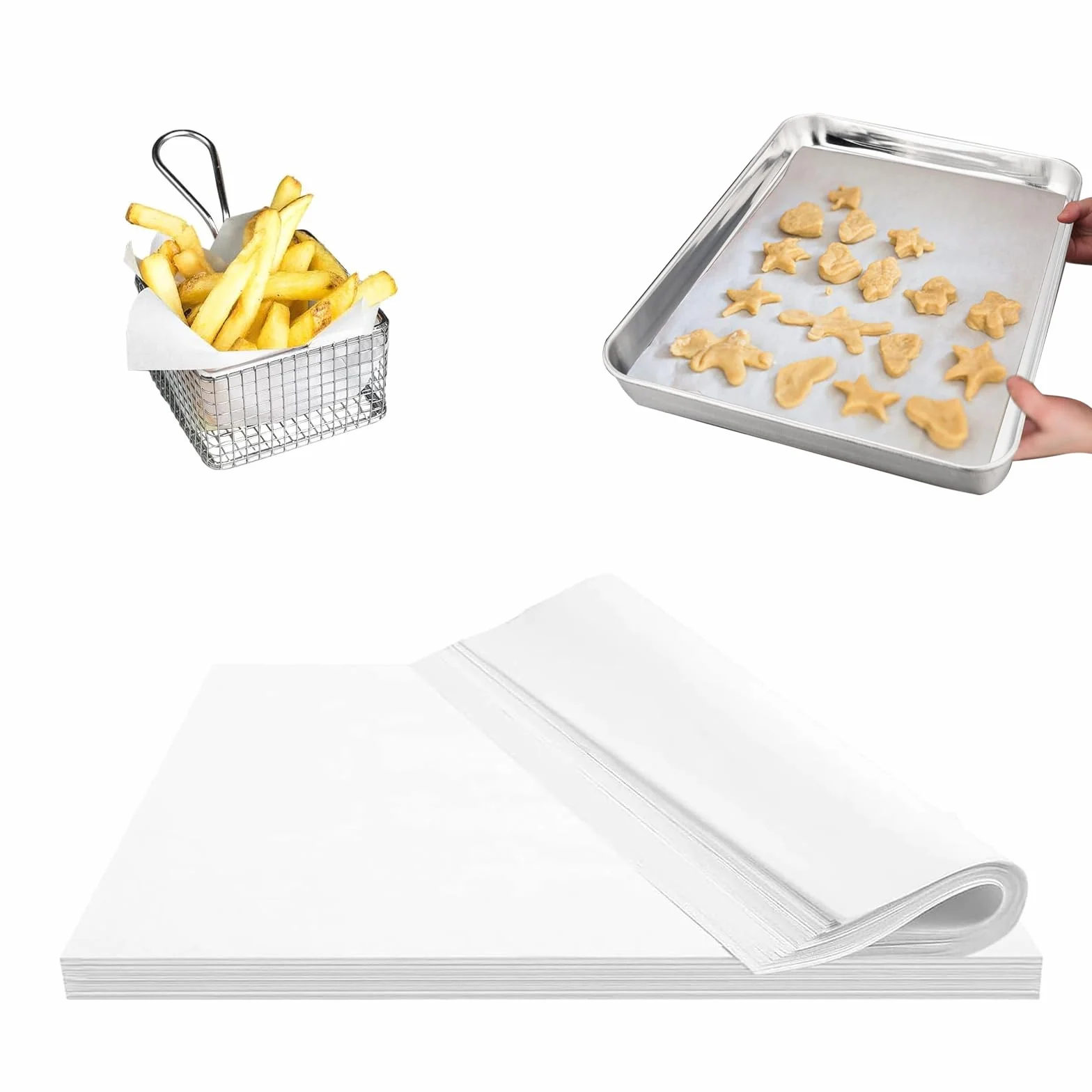 150 Fogli di Carta Oleata Bianca per Alimentari, 30x20 cm, Impermeabile e Antiolio, Ideale per Cottura, Congelamento e Conservazione del Cibo