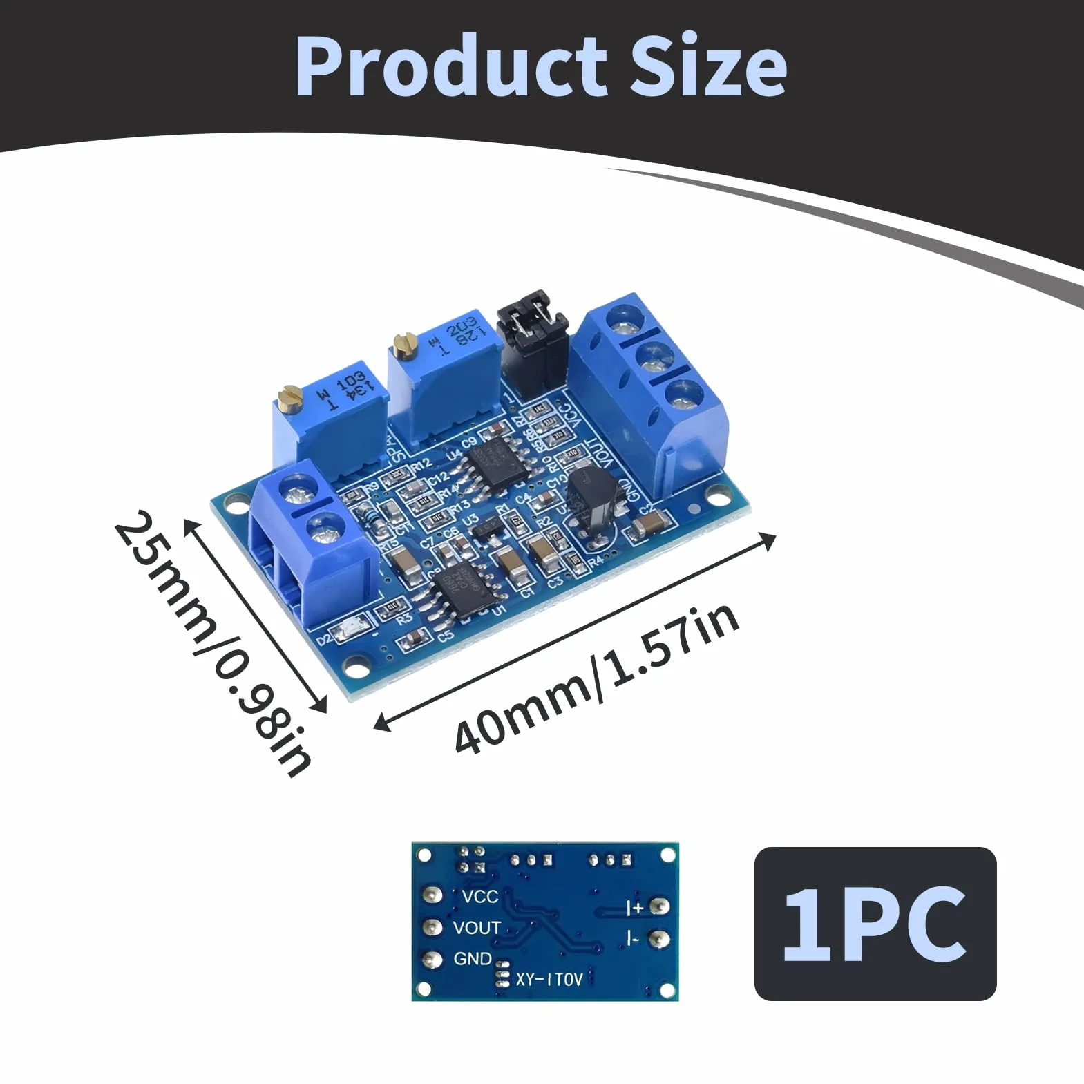 Modulo Convertitore Corrente a Tensione, Trasmettitore da 0/4-20 mA a 0-3.3v 5V 10V, Convertitore Industriale Segnale Analogico con Regolazione di Zero e Portata, Compatibile con PLC Sensori ADC