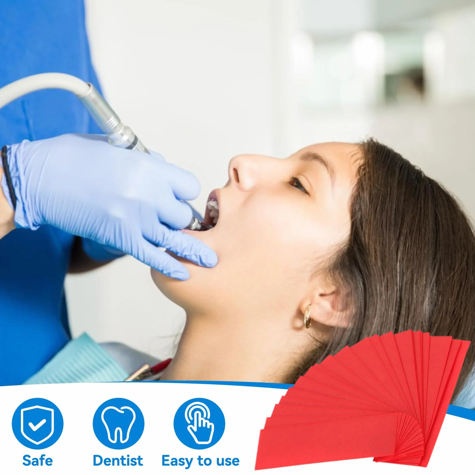 Carta Dentale Di Articolazione 300 Pezzi Flessibile Sottile Del Morso Assorbente Strisce Abrasive Interdentali Con Dispenser Di Plastica Rosso