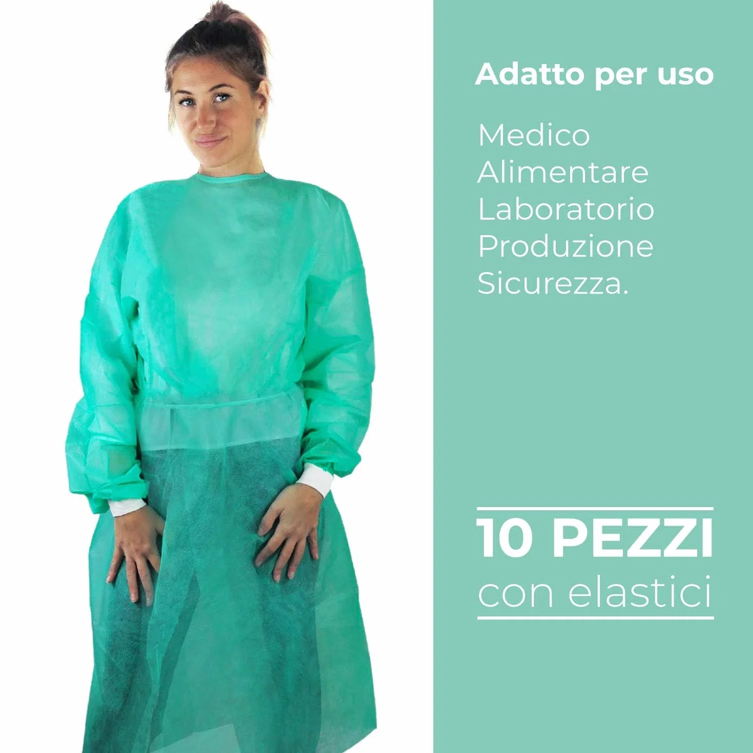 Camice Monouso Verde TNT 25 gr DM CLASSE I usa e getta per Visitatore Paziente