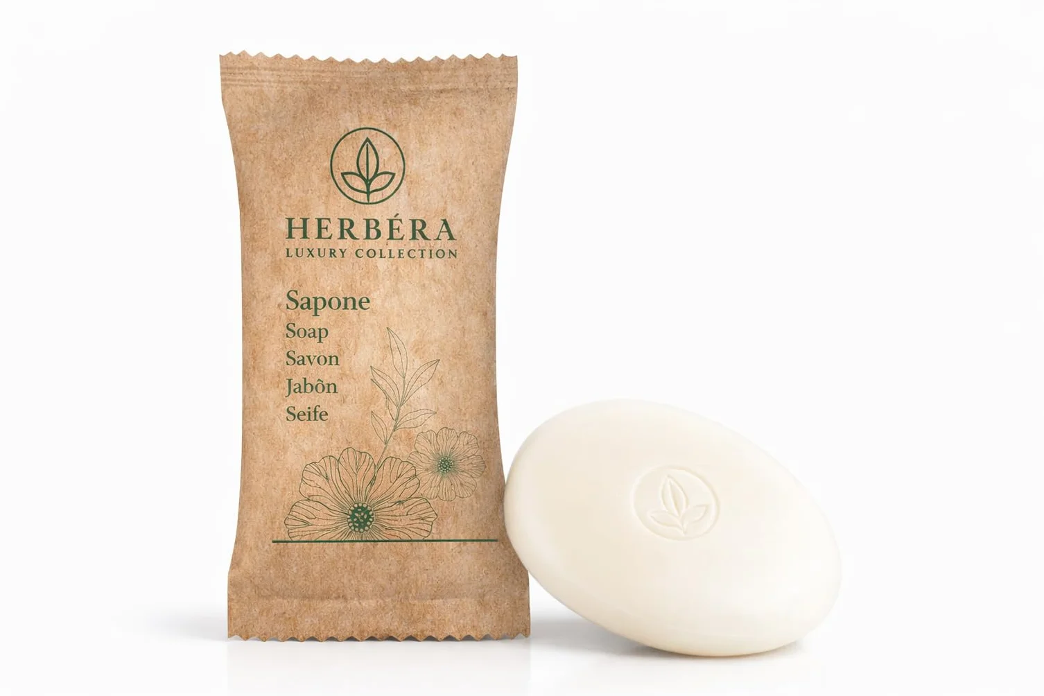 Saponetta profumata flow pack 10g 600 szt. Confezione Hotel HERBERA Natura carta Bio