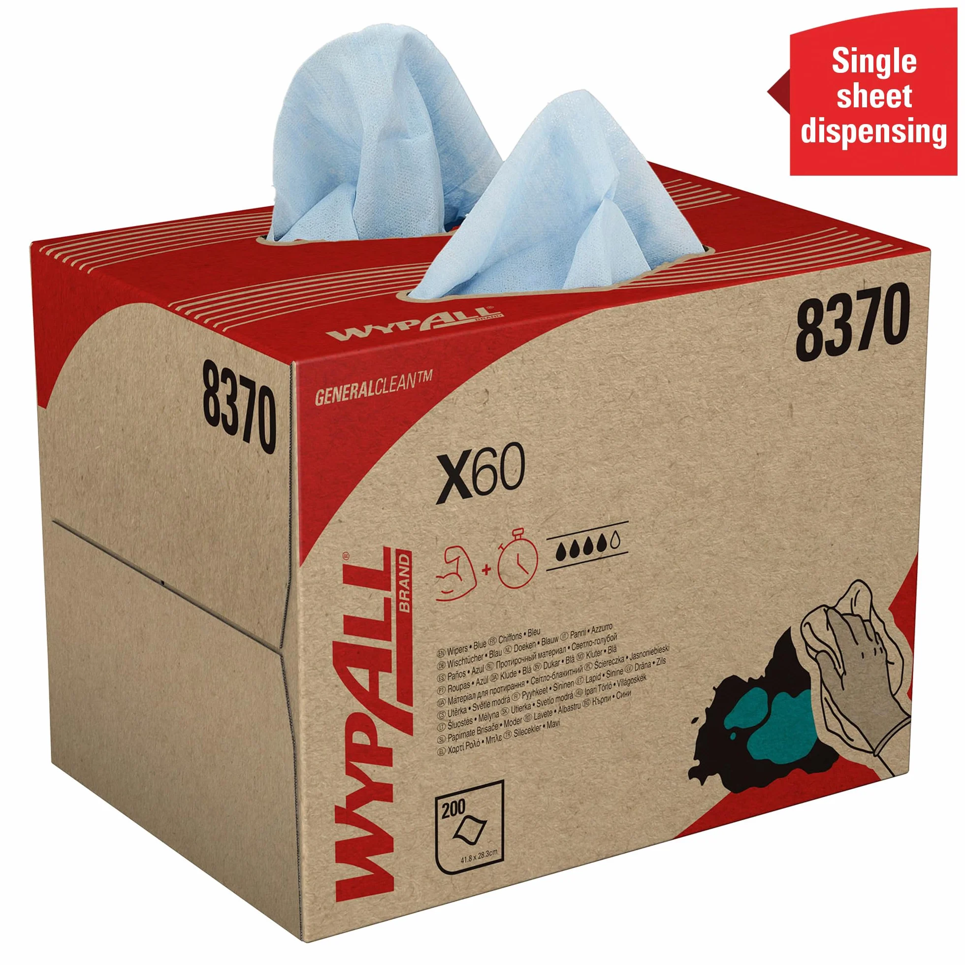 Kimberly Clark WypAll X60 General Clean 8370 1 BRAG Box 200 panni per la pulizia