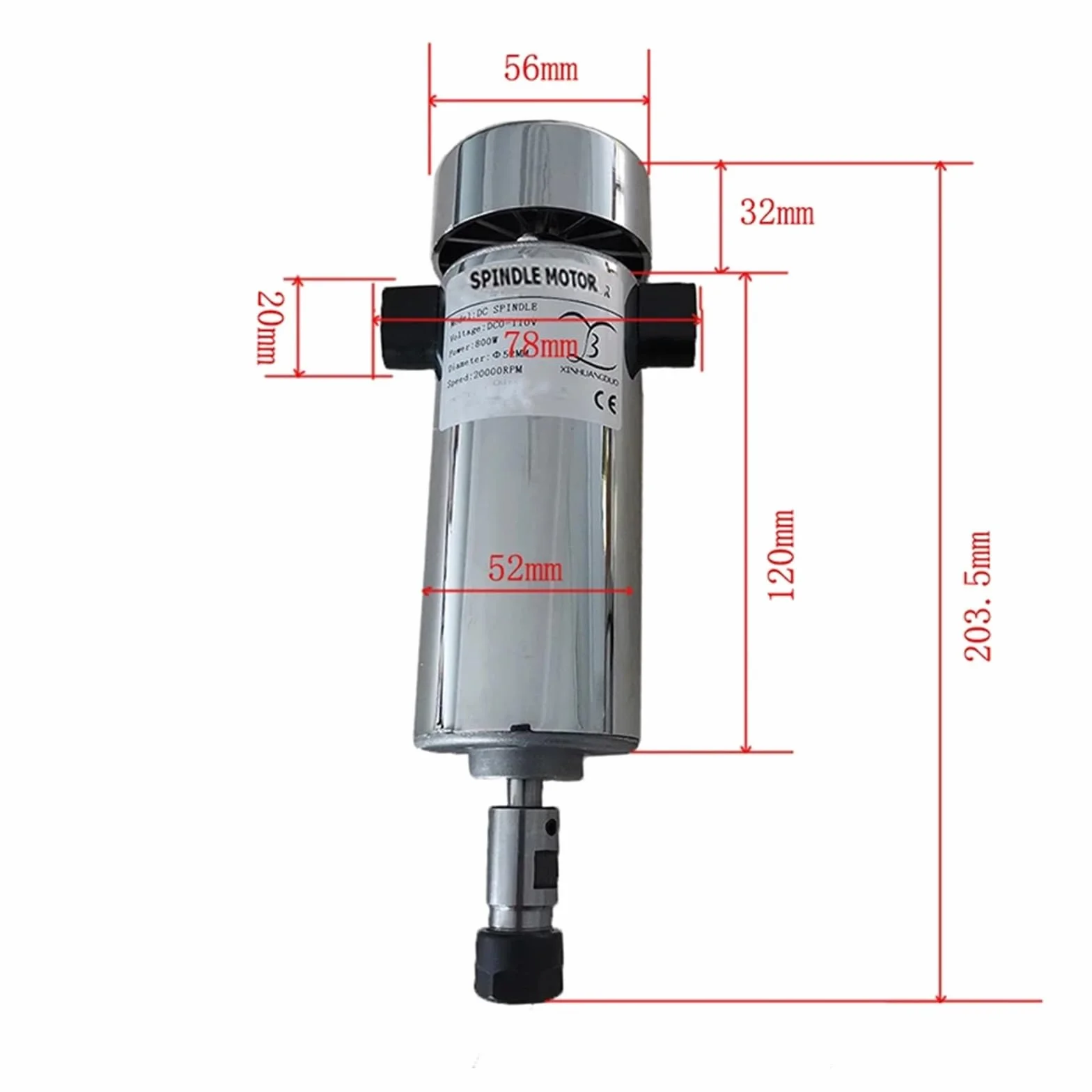 Motore Mandrino CNC 800W ER16 Raffreddato ad Aria 20000RPM con Regolatore di Velocità