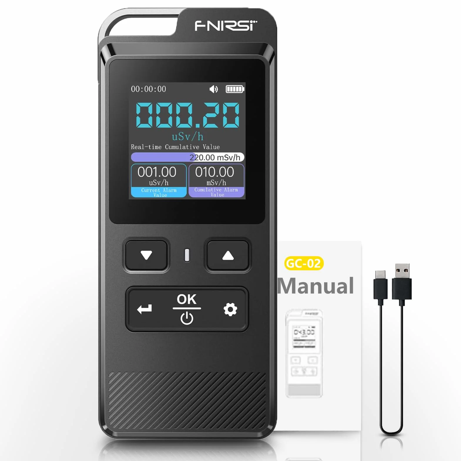 Contatore Geiger GC-02, Rilevatore di Radiazioni Geiger, Misuratore di Radioattività a Raggi X, con Display LCD e Manuale