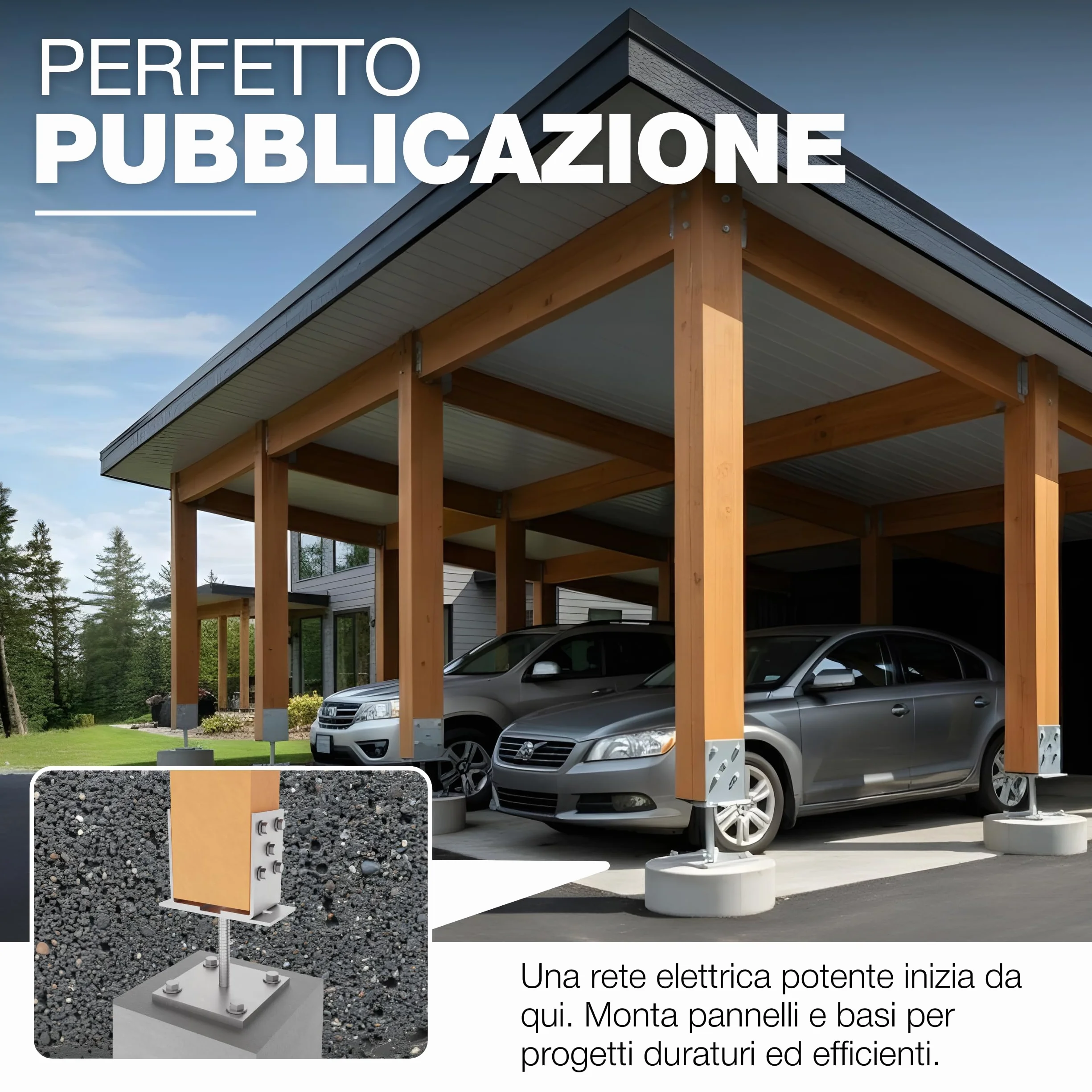 Supporto per Palo a U Regolabile 100x100 mm Zincato Elettroliticamente 0-160 mm