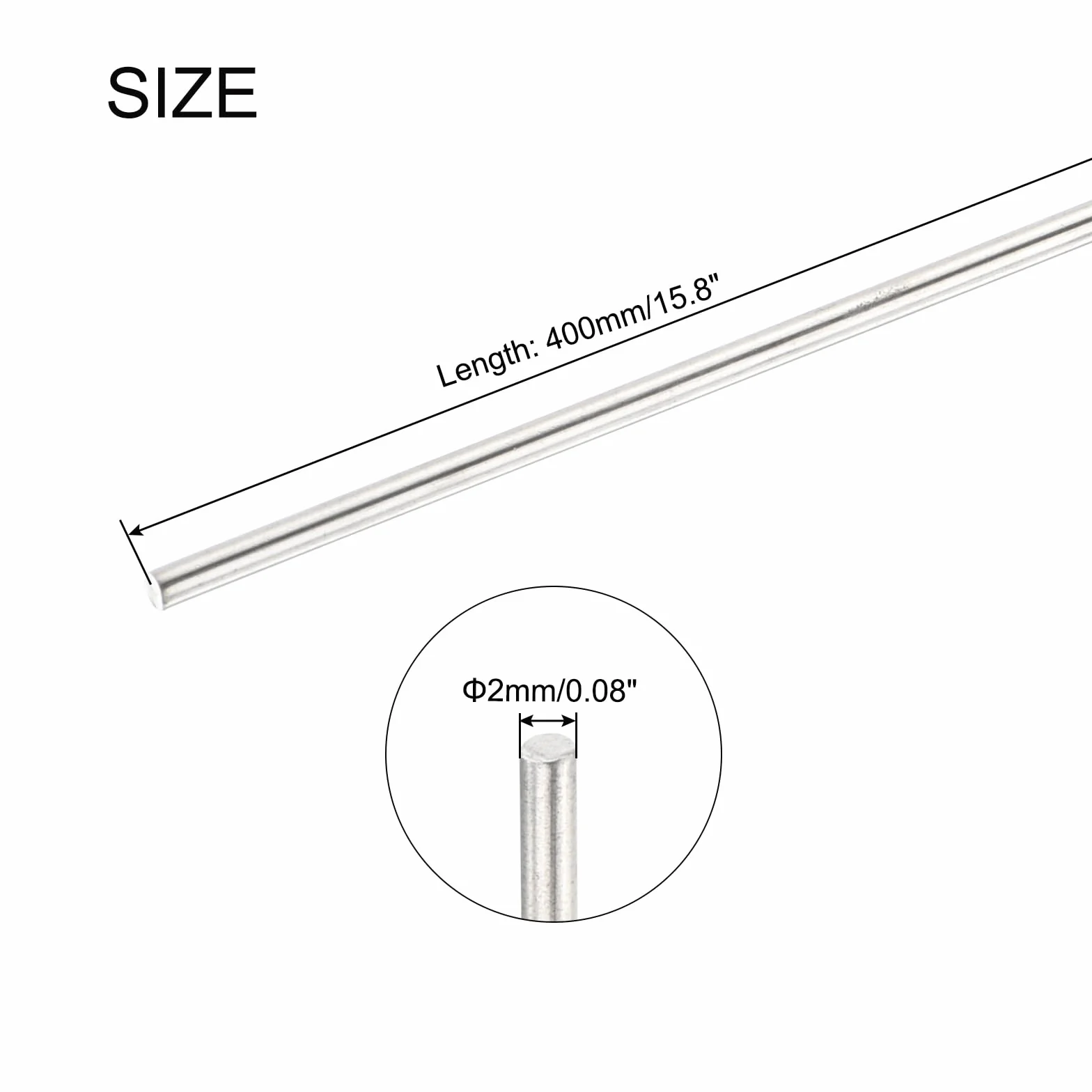 QUARKZMAN Asta Rotonda In Acciaio Inossidabile 2mm x 400mm Barre Metalliche Piene 10pz
