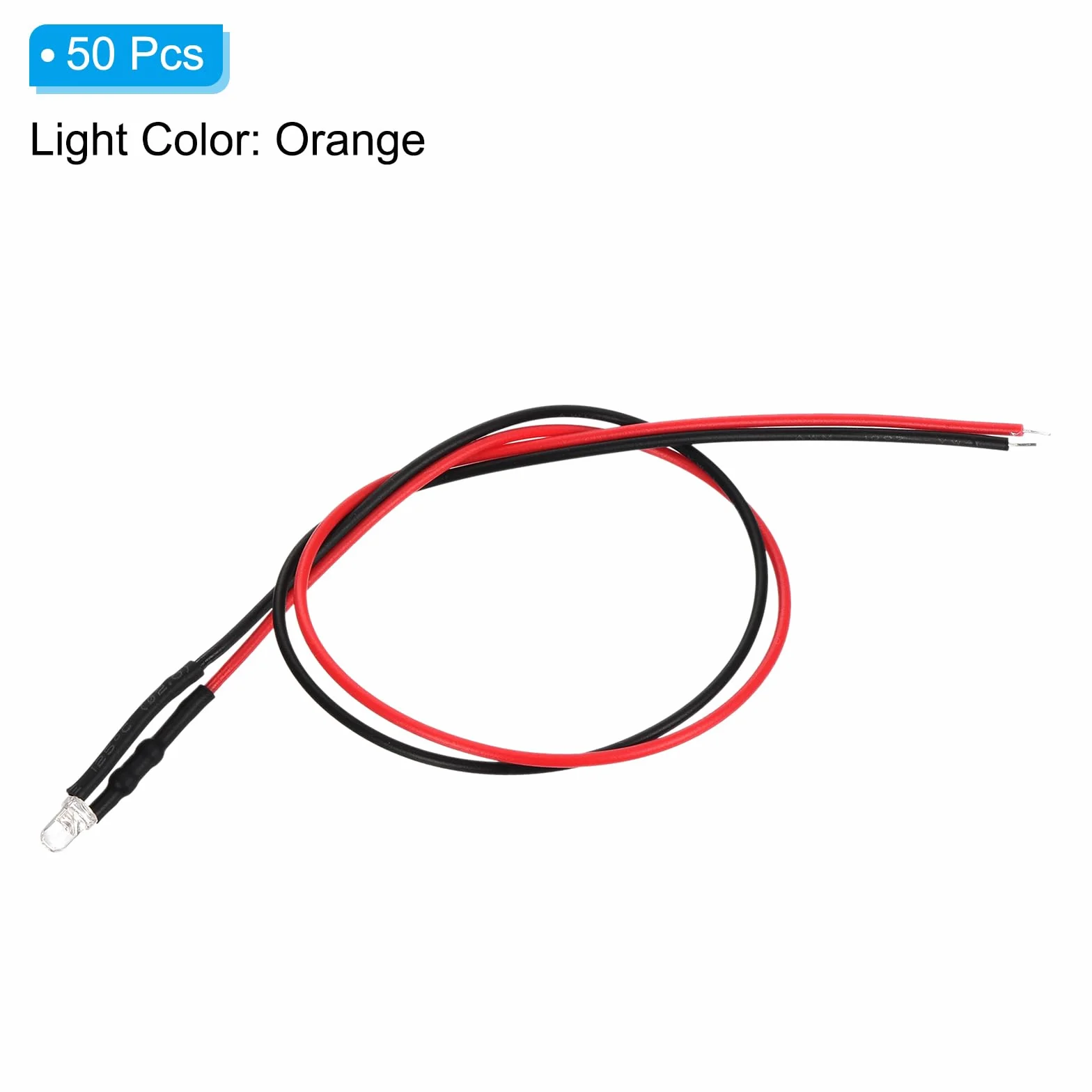 PATIKIL LED Diodo Luce 3mm 50 Pz 3-6V DC Mini Lampadine LED Pre Cablate Arancione