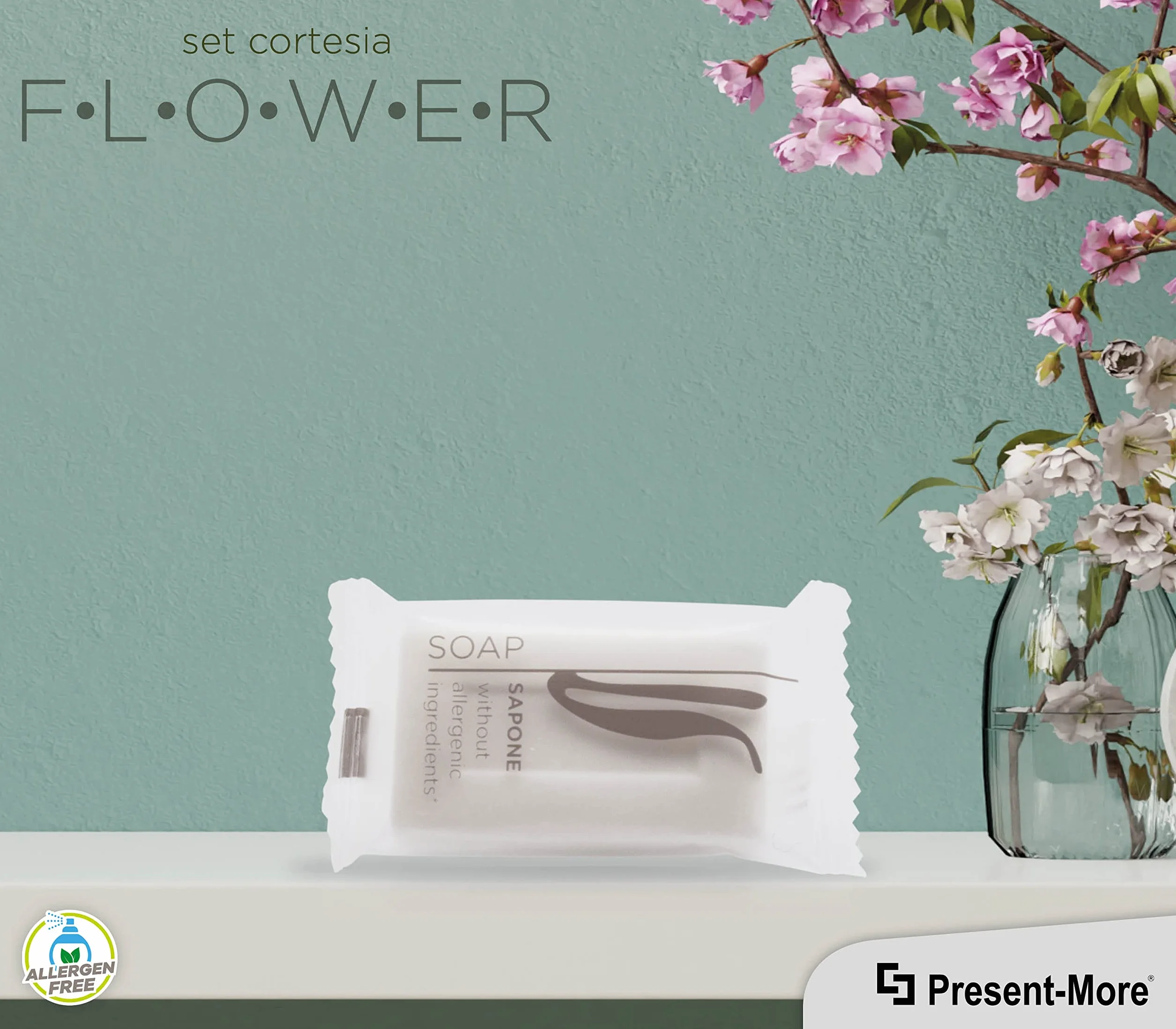 Saponette Hotel 15gr Flower 250 Pezzi Saponetta Mani Senza Allergeni Fragranza Tè Verde