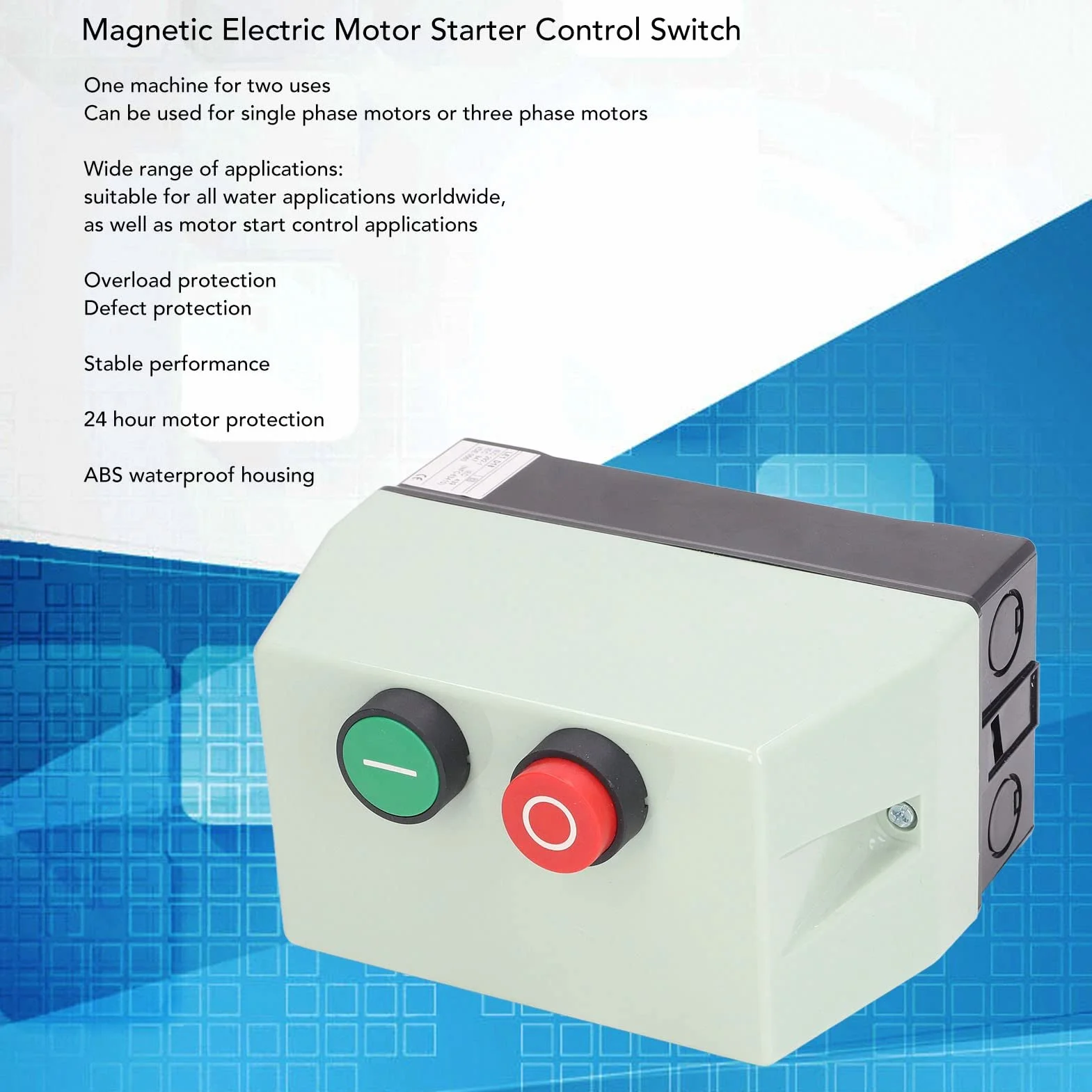 Avviatore magnetico,Interruttore di avviamento motore elettrico magnetico,Interruttori motore elettrico monofase 220/230V 12‑18A 5,5 HP,per compressore d'aria motore trifase monofase