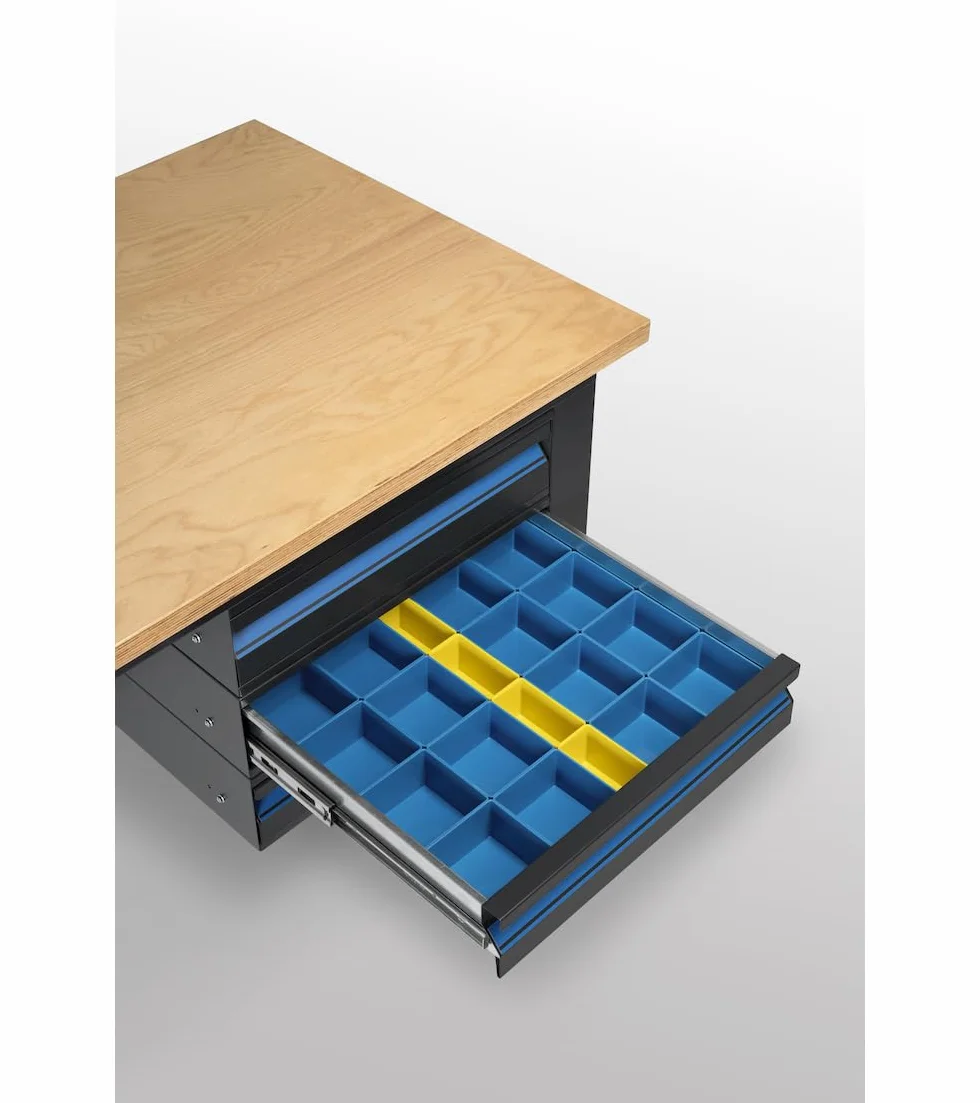FAMI - Banco da Lavoro Garage Fisso Linea 391 in Acciaio con Piano in Multiplex di Faggio, Portata 1000 kg – Banco Officina Professionale Modulare, L1024×P750×H877 mm (Lunghezza 1024 mm)
