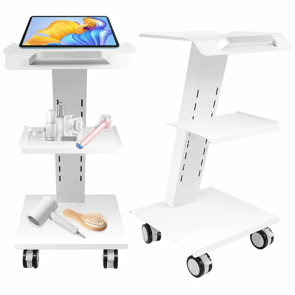 Carrello Portautensili da laboratorio a 3 Strati in Metallo Portatile Con 3 Prese Dispone Prese Ripiano Girevole Strumenti Carico: 100 kg Per laboratorio Clinica Salone di Bellezza Salone 41x36x77