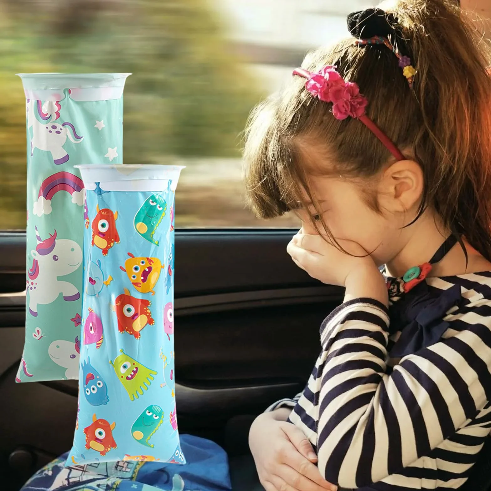 Vomit Bag 16PCS 1500ml Sacchetti Monouso Emesis Per Auto Autobus Aerei Cinetosi da Viaggio Cartoon Style