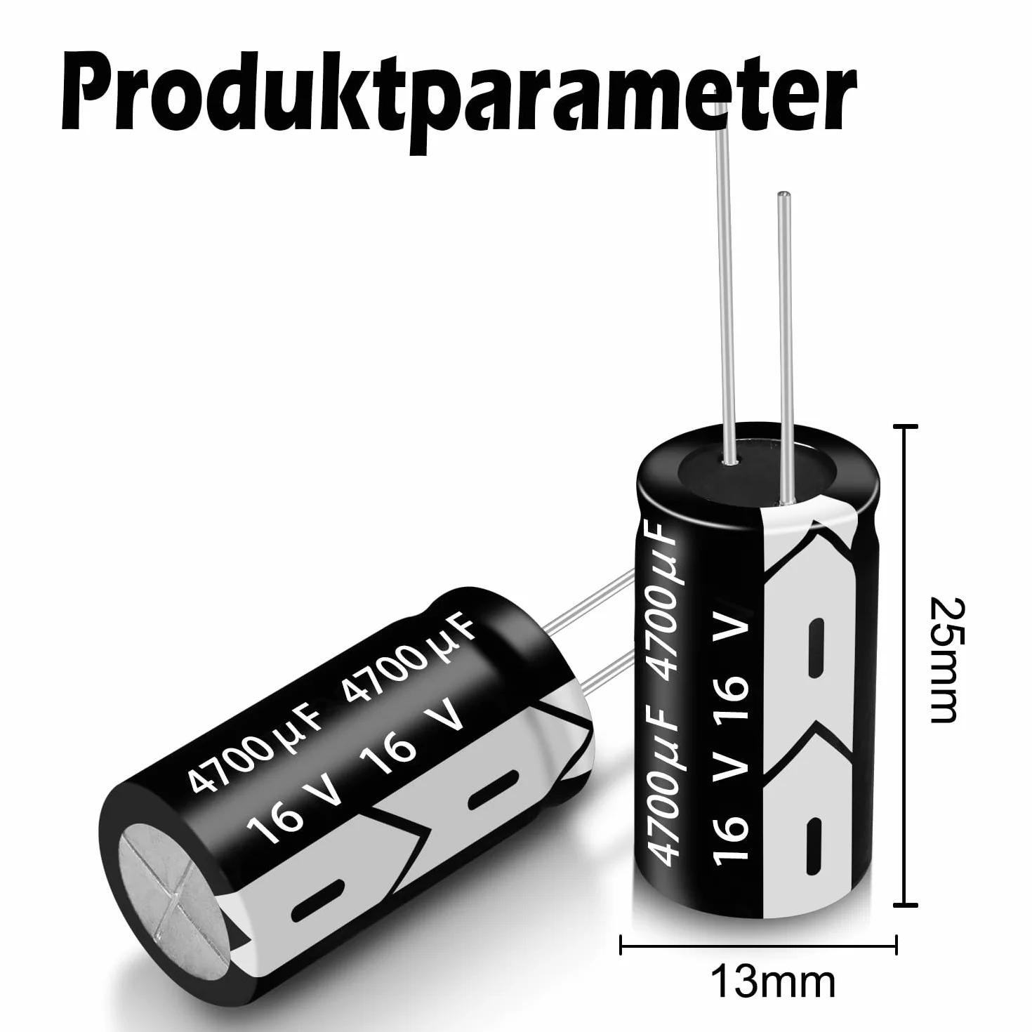 4700μF 16V 13x25mm 50/60HZ Condensatore elettrolitico | Condensatore 4700μF 16V,adatto per vari elettrodomestici e alimentatori a commutazione (confezione da 10)