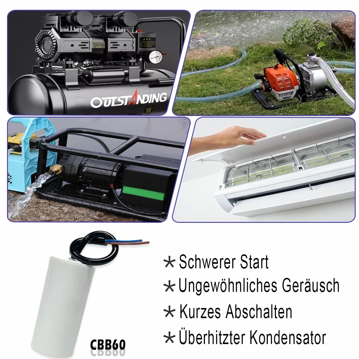 Condensatore di Avviamento CBB60 450V 10µF 50/60Hz per Motore ANGEEK