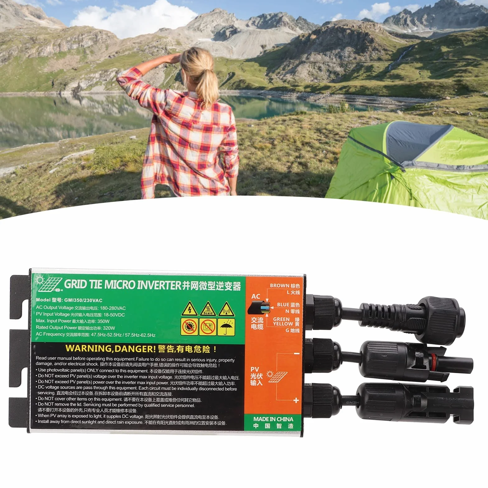 Alomejor Micro Inverter Solare 350W 230V Inverter Sinusoidale MPPT Impermeabile per Piccoli Impianti Solari