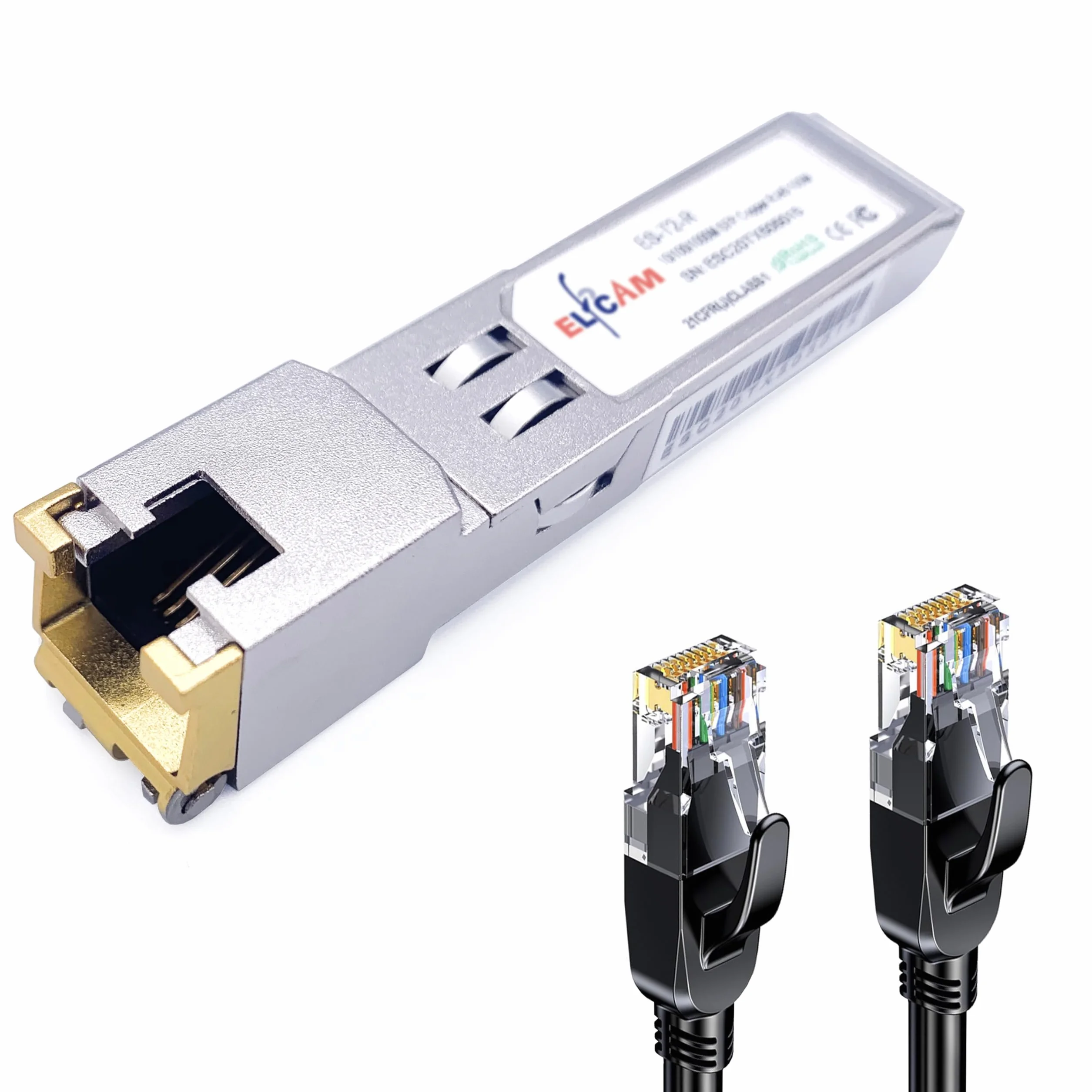 Elfcam 10Gb SFP+ RJ45 Modulo 10Gbase-T-30m con Cavo Cat8 2m per Freebox Ultra
