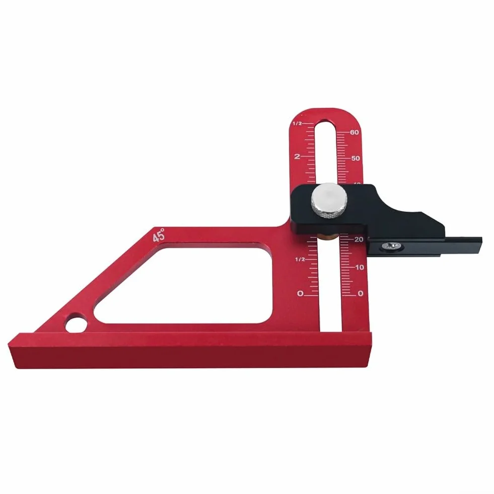 Misuratore di profondità regolabile 0-60 mm per sega da tavolo e banco fresa, calibro altezza in alluminio