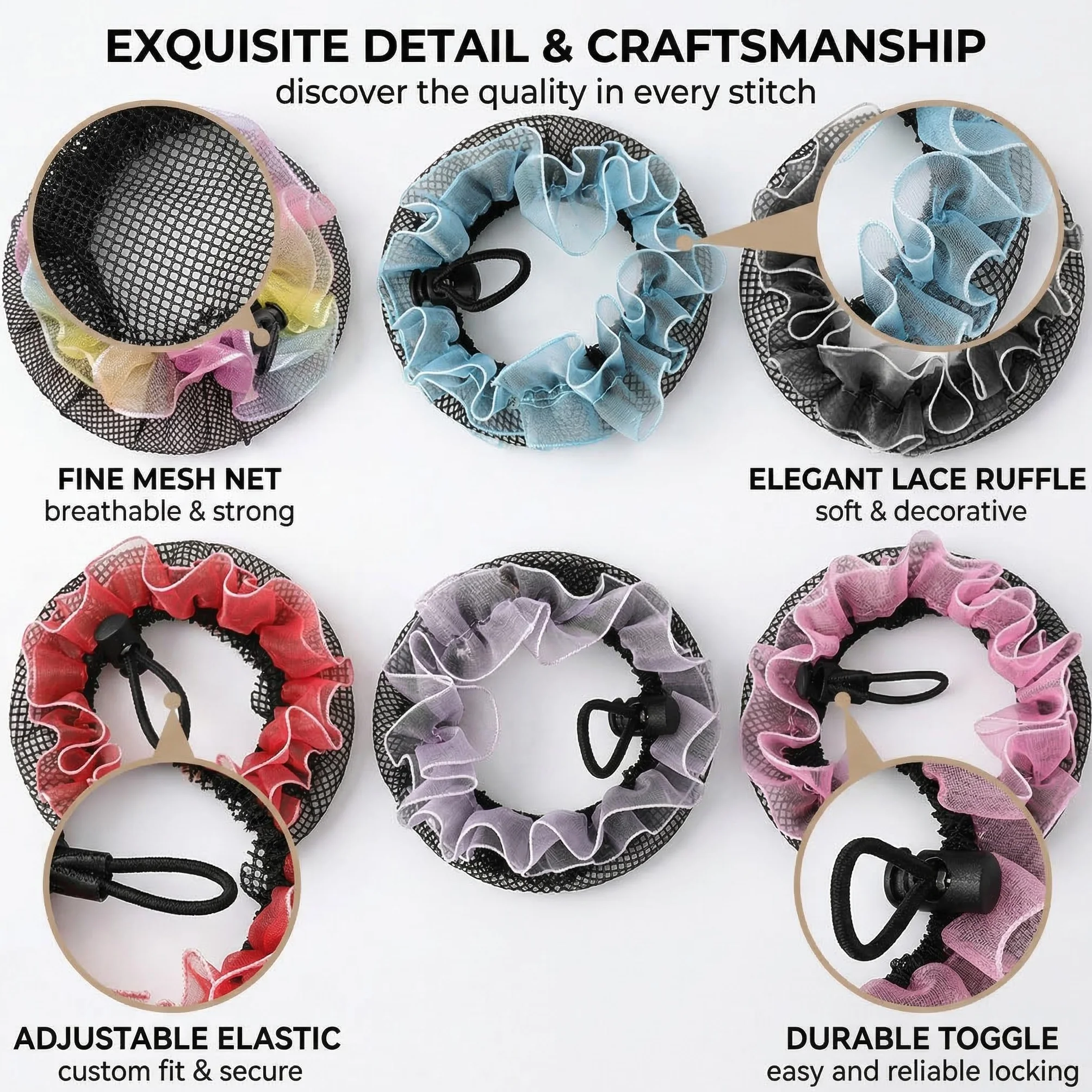 Set 6 Retine Elastiche Per Capelli Bambina Multicolore 1 Unità