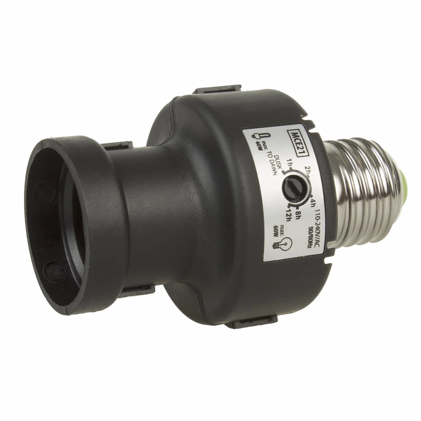 Maclean MCE21 Portalampada con Sensore Crepuscolare e Timer IP20