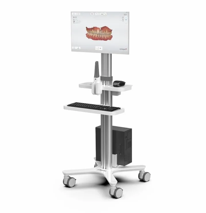 Stazione di lavoro mobile per clinica odontoiatrica con staffa di scansione orale e supporto per monitor, carrello per uso medico per ufficio e laboratorio