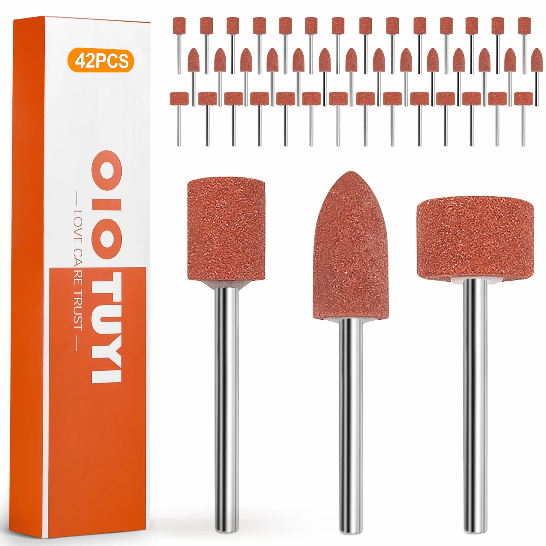 Set di 42 punte per levigatura e lavorazione del legno, testa di lucidatura, punte per trapano e avvitatore a batteria, mouse abrasivo per sbavatura e levigatura