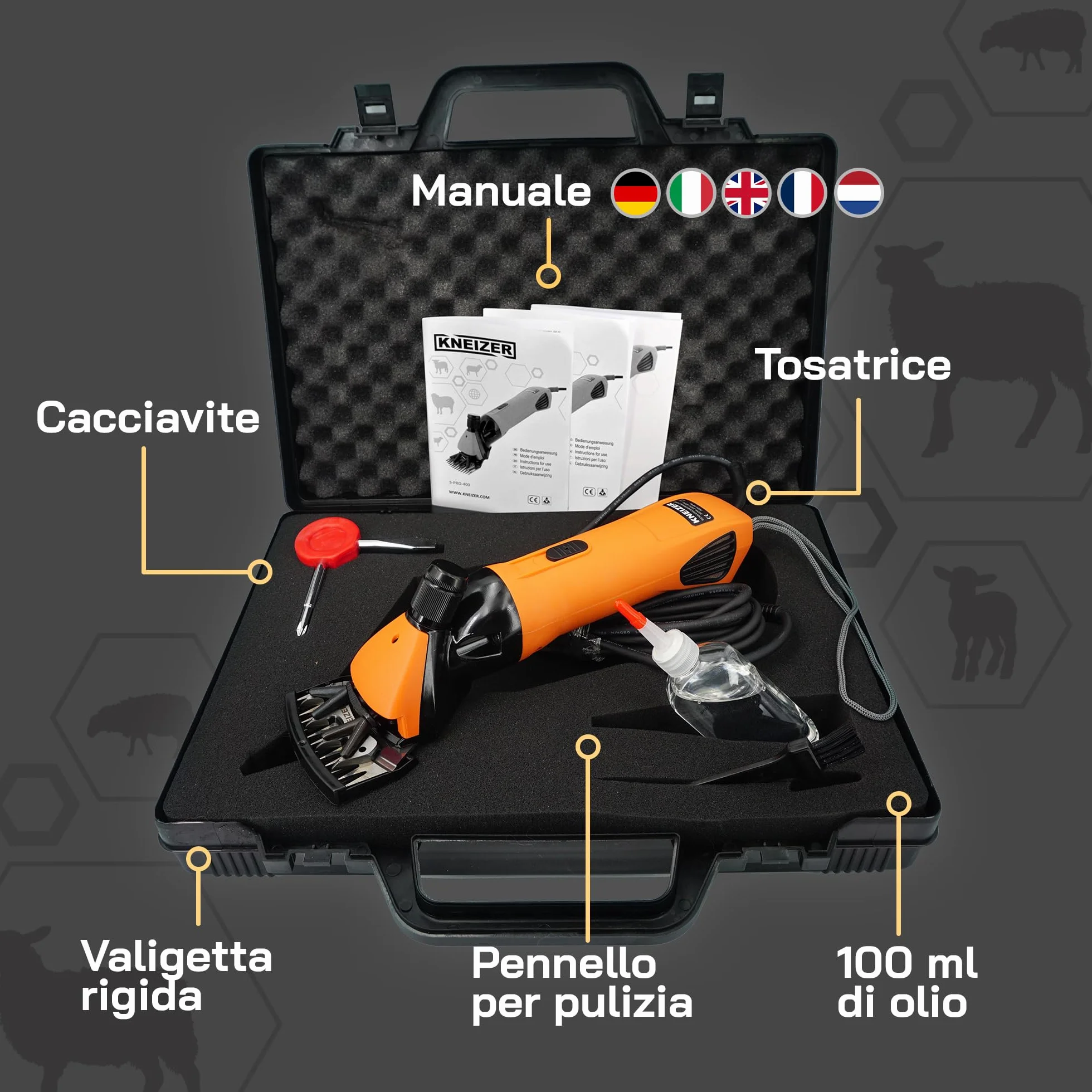 Tosatrice Elettrica per Pecore con Lame Intercambiabili Motore Potente