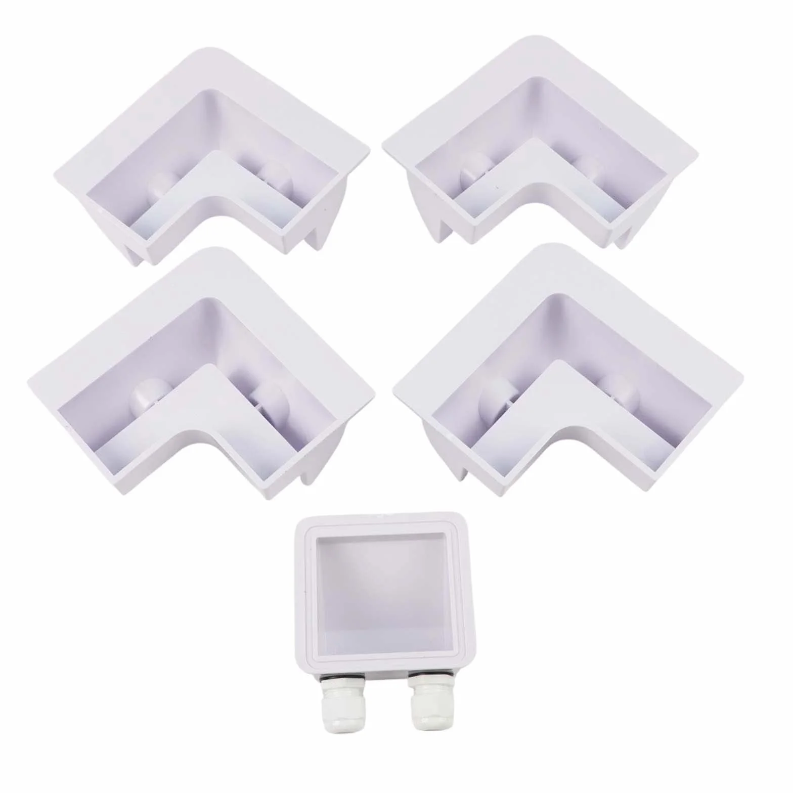 Kit di 5 staffe di montaggio per pannelli solari per camper, barche, camper e roulotte - installazione senza trapano con plastica ABS resistente ai raggi UV, include 4 staffe angolari e (bianco)