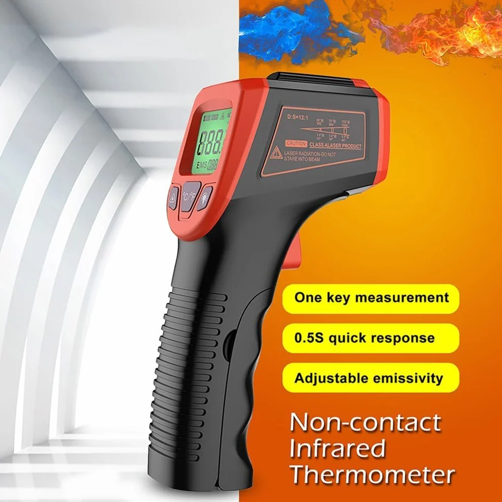 Termometro Infrarossi Senza Contatto a Pistola Laser Digitale LCD -50°C a 600°C per Cucinare Grigliare Forno Pizza