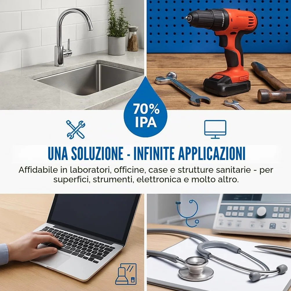 GiDeli Isopropanolo 70% 5 litri detergente alcool isopropilico IPA per pulizia componenti elettronici