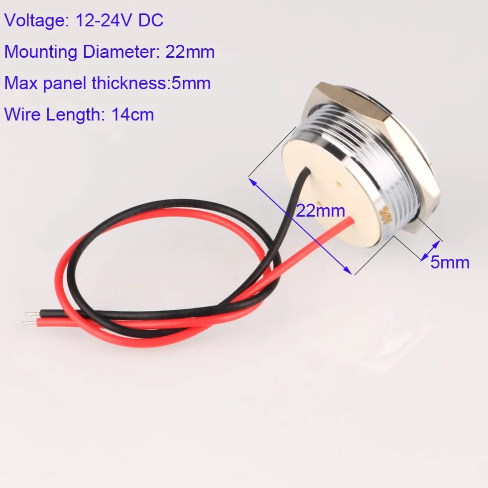 Gebildet 4 Pezzi AC/DC 12-24V 20mA Indicatore di Risparmio Energetico Indicatore Luminoso in Metallo Lampada di Segnalazione Impermeabile Dimensione del Foro 22mm LED Bianco (Testa Sferica)