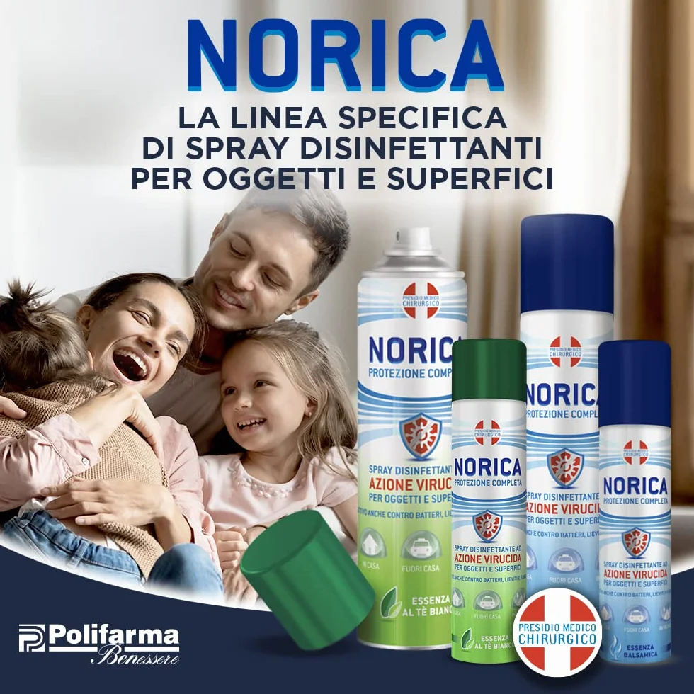 Norica Spray Disinfettante Igienizzante Tessuti e Oggetti 300 ml Protezione Completa
