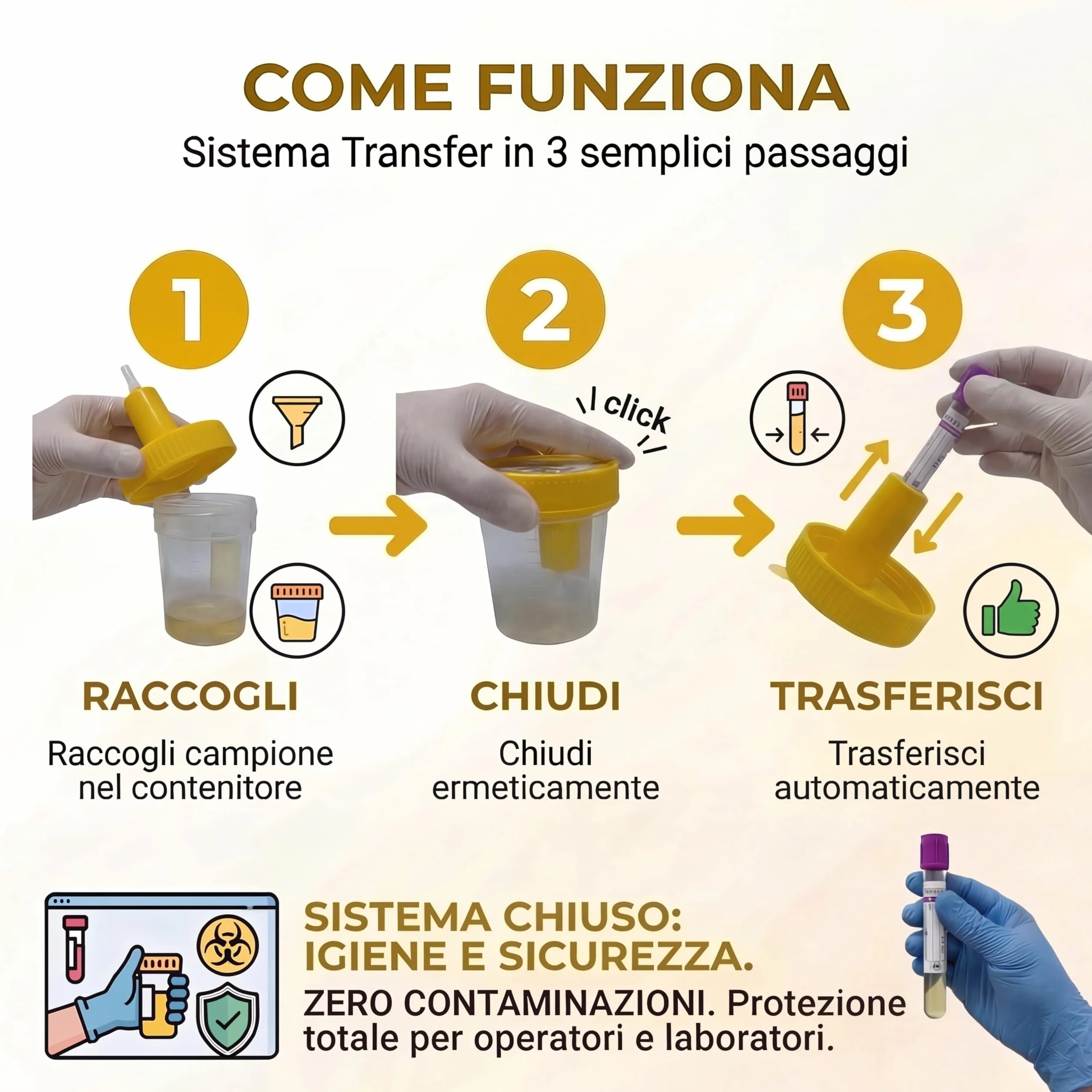 Contenitore Urine per Analisi e Urinocoltura Graduato Dispositivo Medico Farvisan (4 Contenitori Urina)