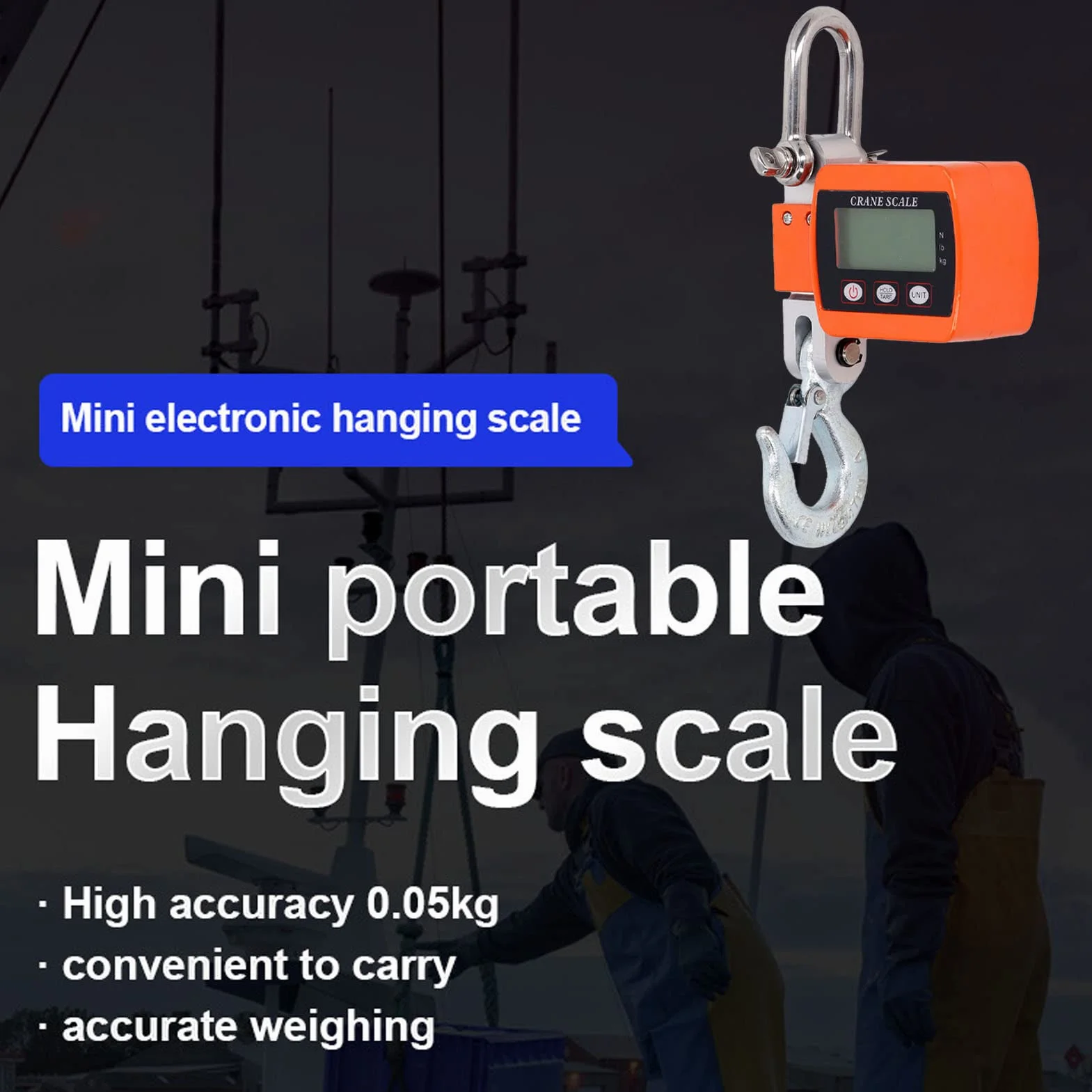 Bilancia da pesca digitale sospesa 500 kg gancio di pesatura portatile con display