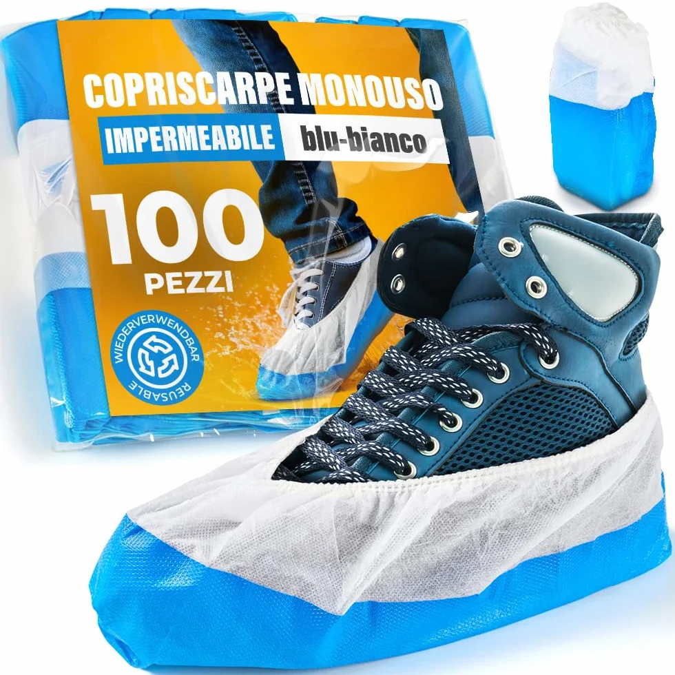 Copriscarpe monouso usa e getta impermeabili antiscivolo extra forti suola rinforzata 100 pezzi