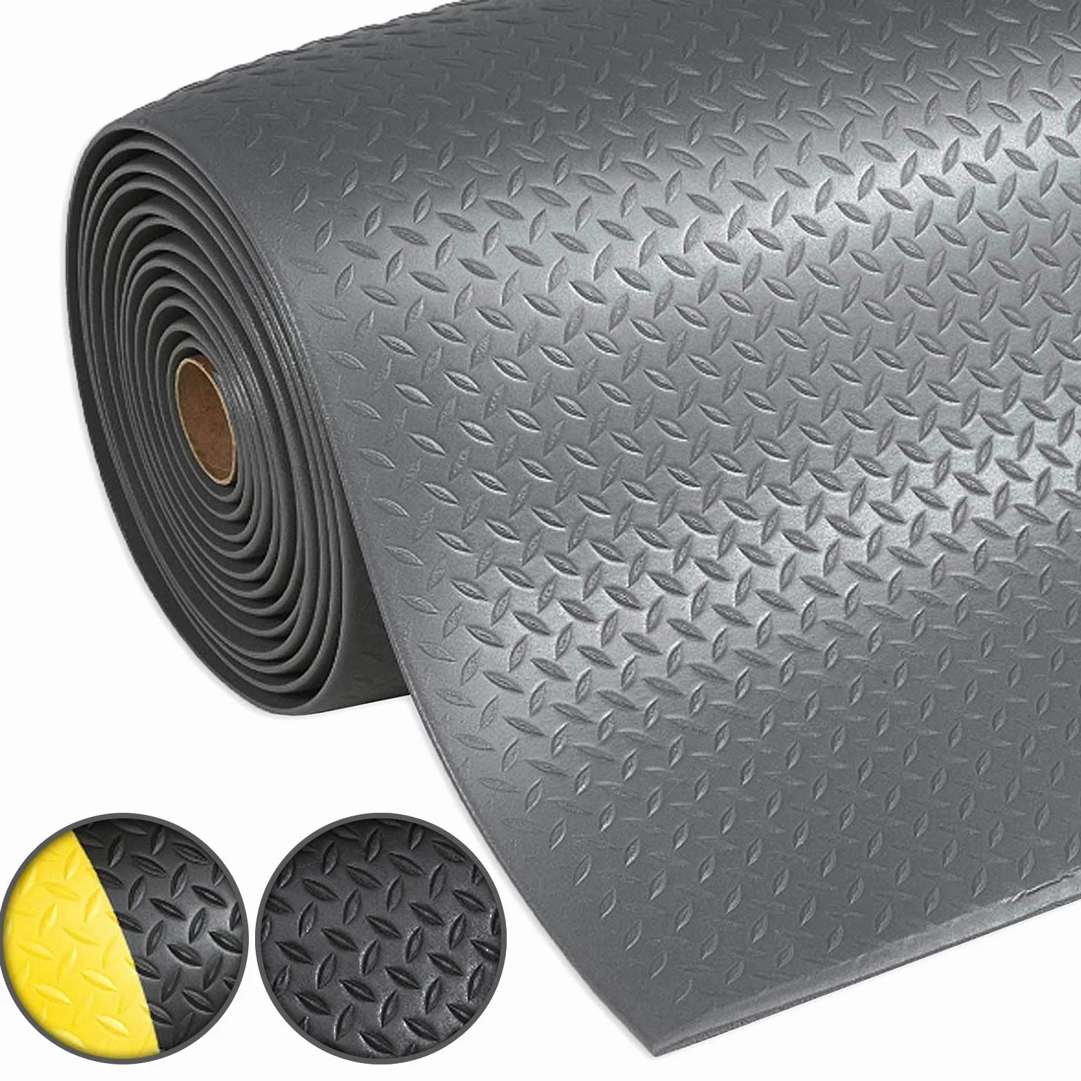 Floordirekt Tappetino anti-fatica 60 x 50 cm grigio robusto tappetino da lavoro per postazioni in piedi Dyna-Protect Diamond