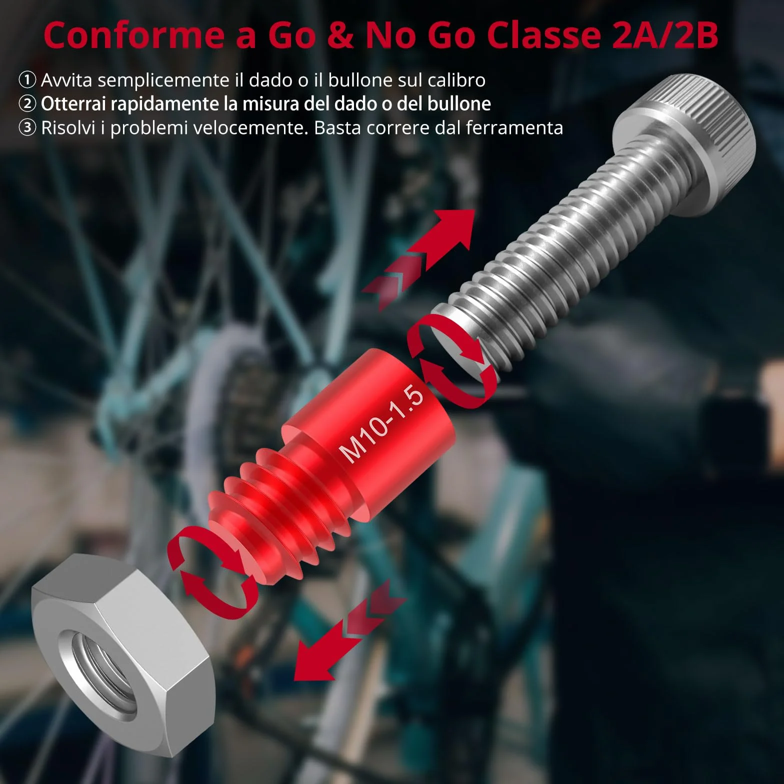 XUNTOP Tester per Filettatura 50 Pezzi Alluminio UNC Metrico 27 Blu 23 Rossi M2-M20