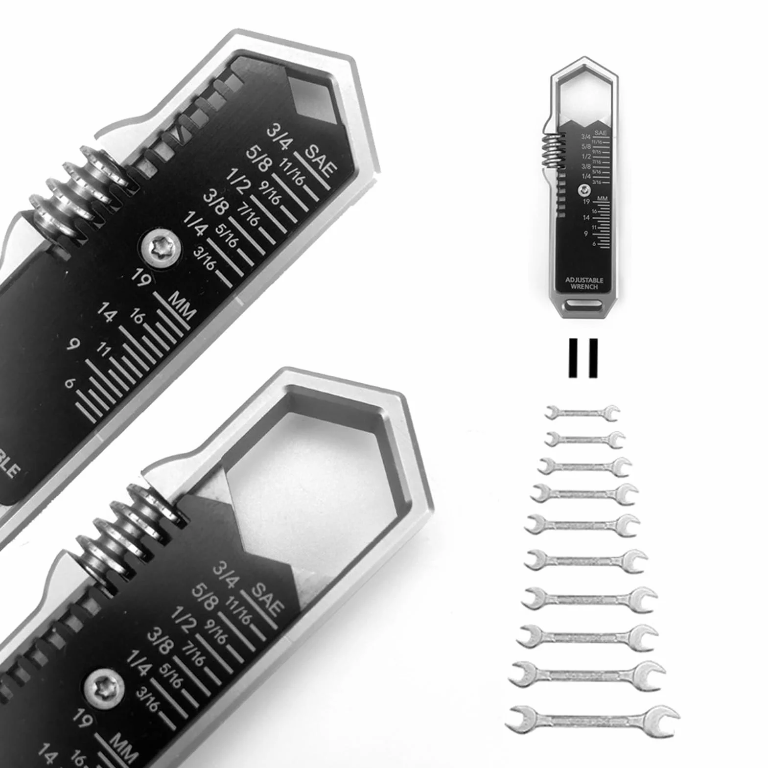 Generic S EDC Wrench Tools Clip Morsetto Pieghevole Smontaggio Chiave Clip Chiusura Pieghevole Portatile Chiave Regolabile