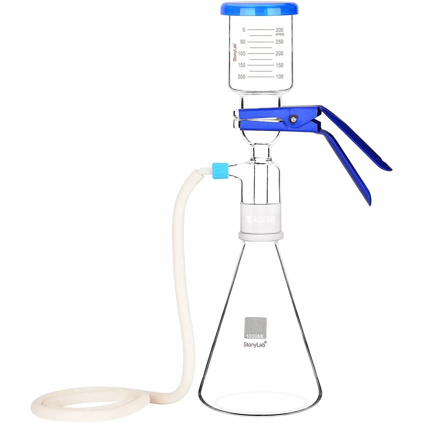 stonylab Laboratorio Imbuti di Filtrazione Vetro, Filtro per Vuoto da Laboratorio, Apparecchio di Filtrazione, Kit Filtro con Matraccio Filtrante da 1000 ml e Imbuto Graduato da 300 ml