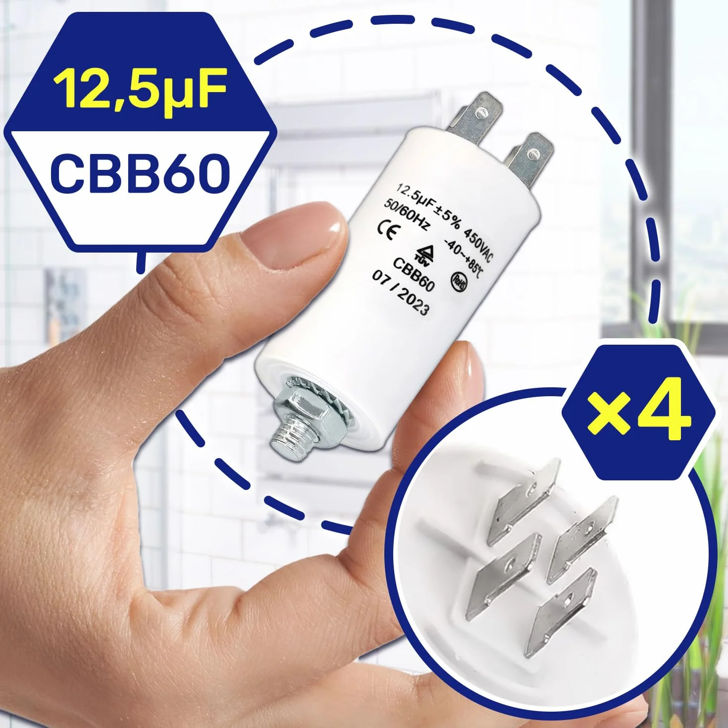 Condensatore di Avviamento CBB60 12,5µf 450V 50/60Hz -25 a +85 °C MONTERAL