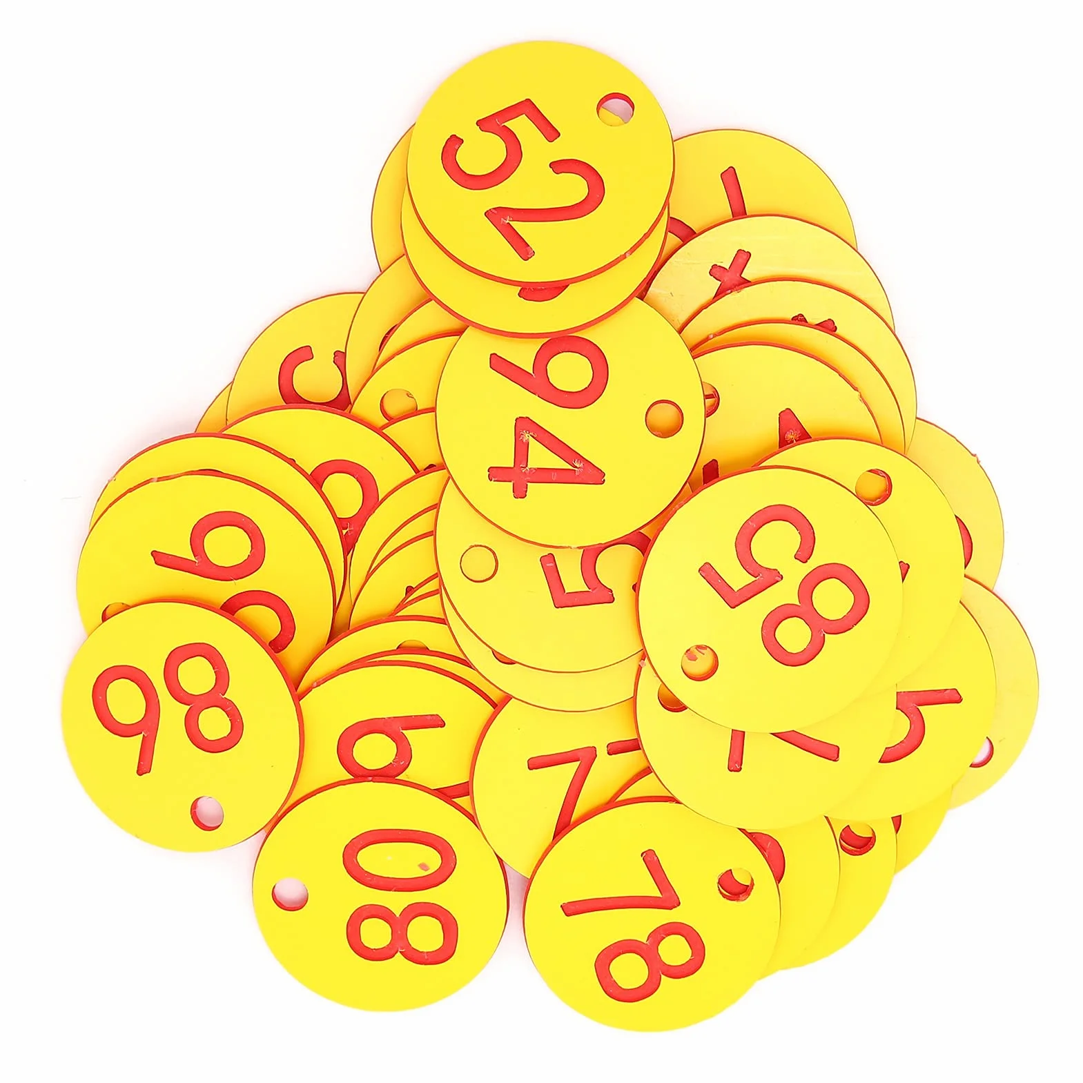 Marcatore Alveare Numero Perforato 50 Pezzi Rosso Giallo per Apicoltura Allevamento